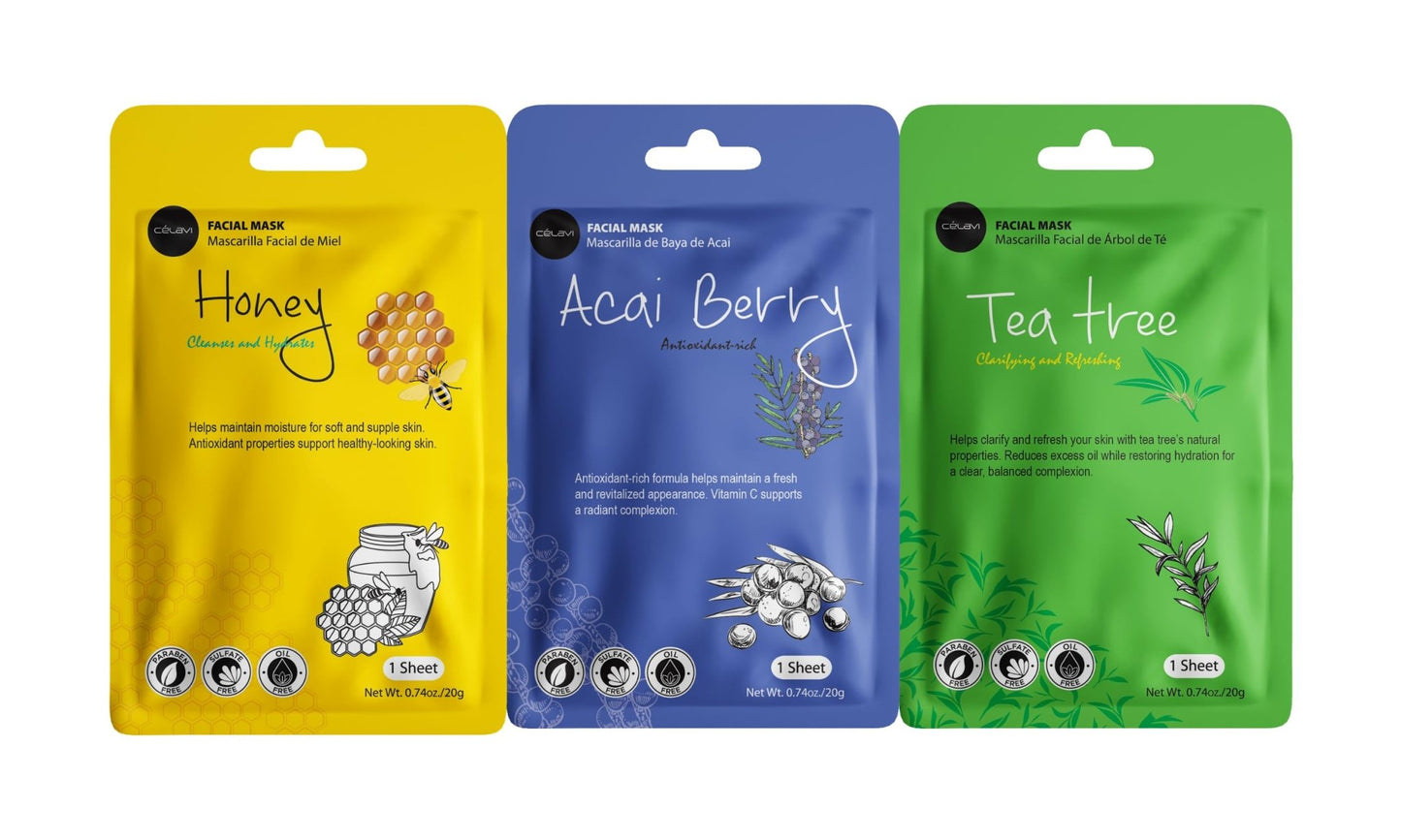 Celavi Essence Facial Sheet Face Mask Variety Set Classic Authentic Korean Moisturizing Skincare (12-Packs) - dailyvitalstore