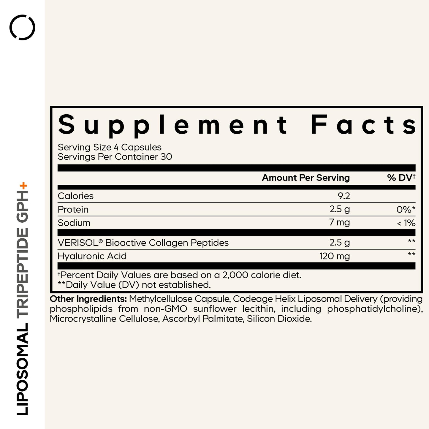 Codeage Liposomal Tripeptide GPH+ Supplement - Verisol Bioactive Beauty Collagen Peptides - Hyaluronic Acid - Skin Structure Support - GPH Tripeptide - Glycine–Proline–Hydroxyproline - 120 Capsules - dailyvitalstore