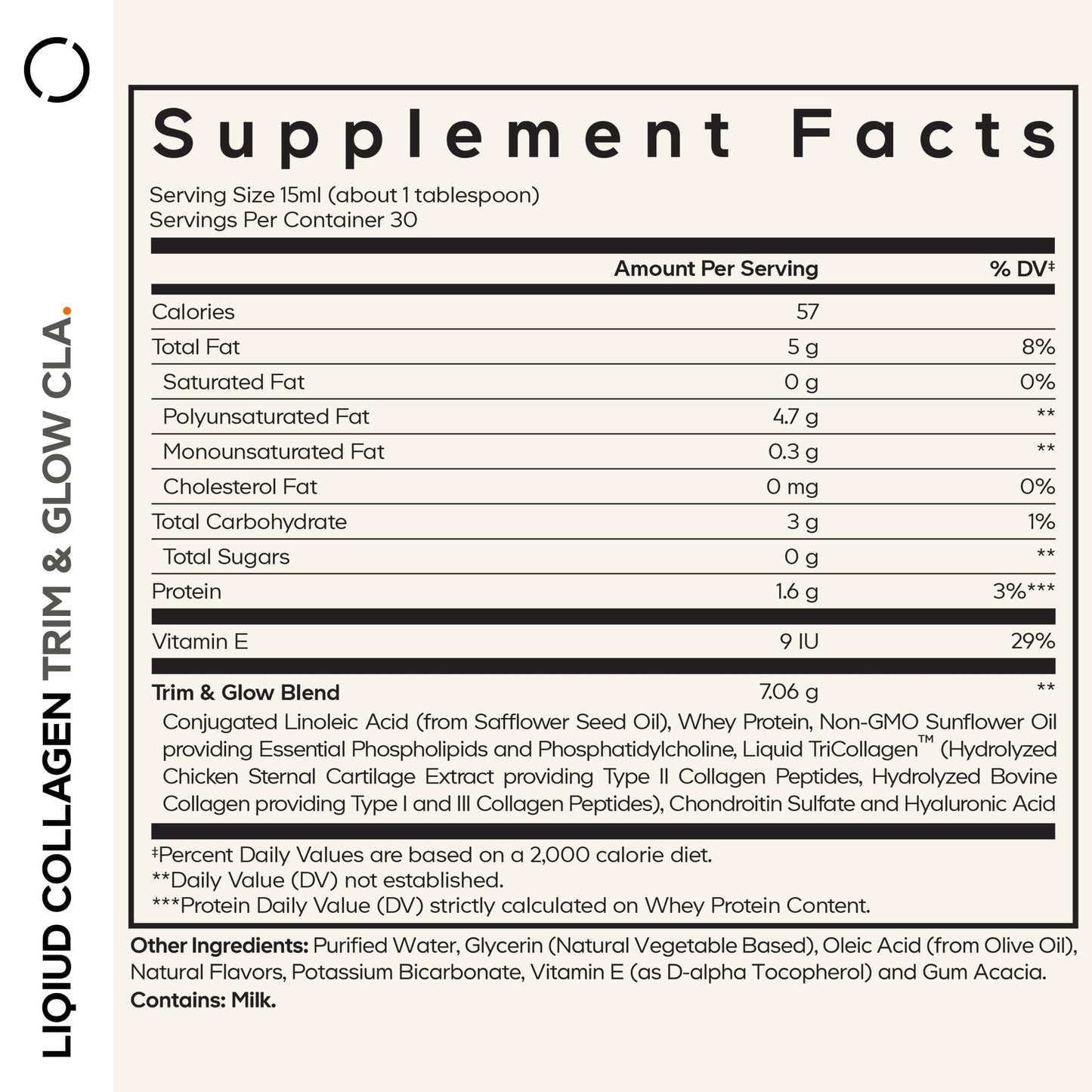 Codeage Liquid Collagen Supplement Vanilla Flavor, Beauty Trim & Glow Liposomal Collagen Peptides, CLA Conjugated Linoleic Acid, Hyaluronic Acid, Vitamin E, Hydrolyzed, Non-GMO, 15.22 fl oz - dailyvitalstore