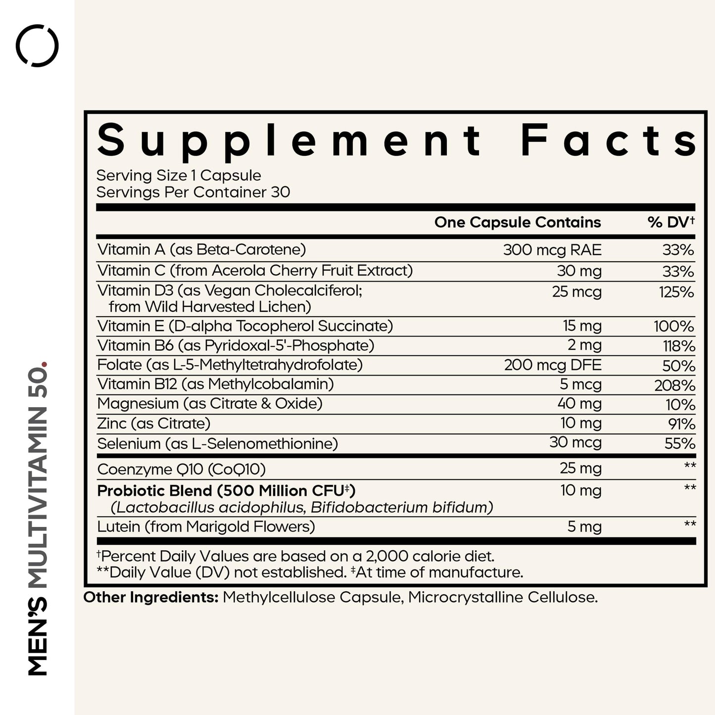 Codeage Men's Multivitamin 50 - Essential Vitamins & Minerals for Men Over 50 - Daily Multivitamins for Men Supplement - Vitamin A, C, D3, E, B6, B1, CoQ10, Probiotics, Lutein - Non-GMO - 30 Capsules - dailyvitalstore