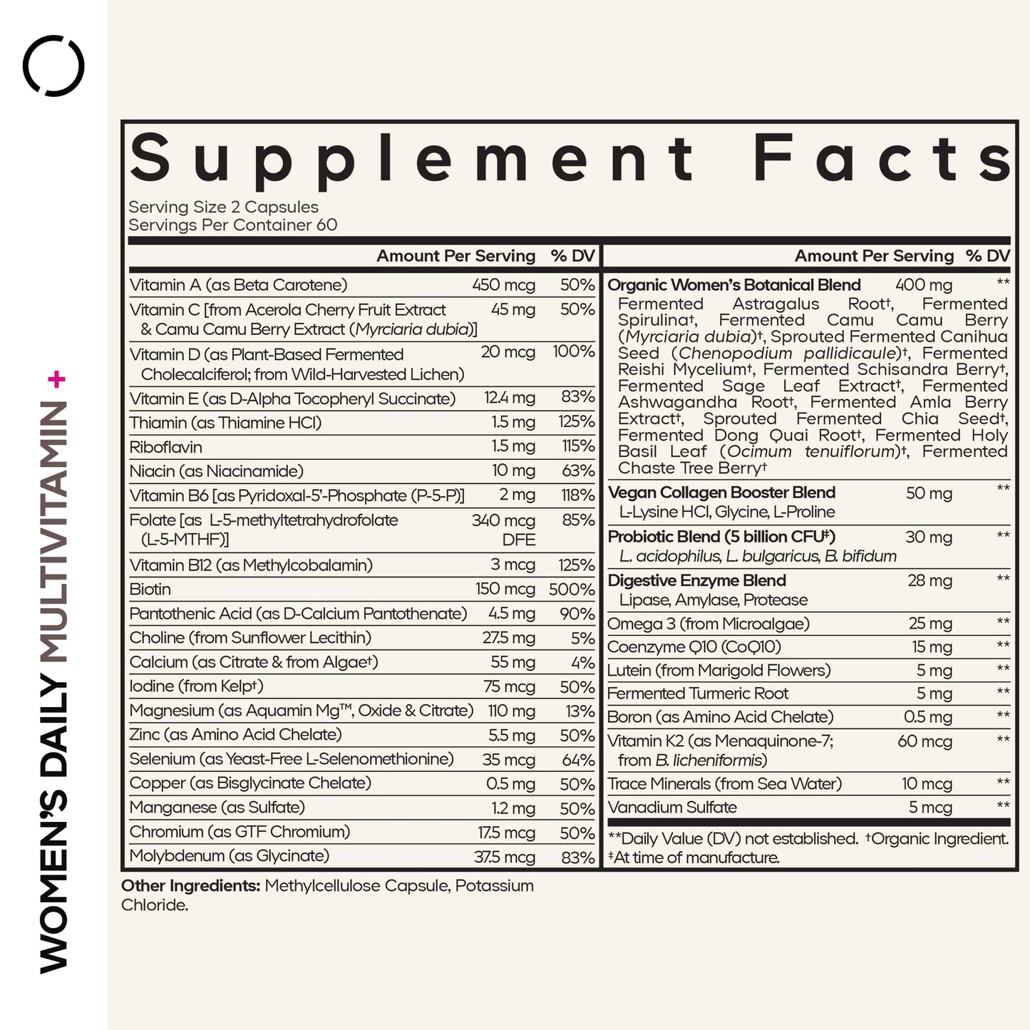 Codeage Women’s Daily Multivitamin, 25+ Vitamins & Minerals, Fermented, Organic Whole Foods, Probiotics Supplement - Vitamin A, B, C, D, E & K, Omega 3, Zinc – Vegan - 120 Capsules - dailyvitalstore