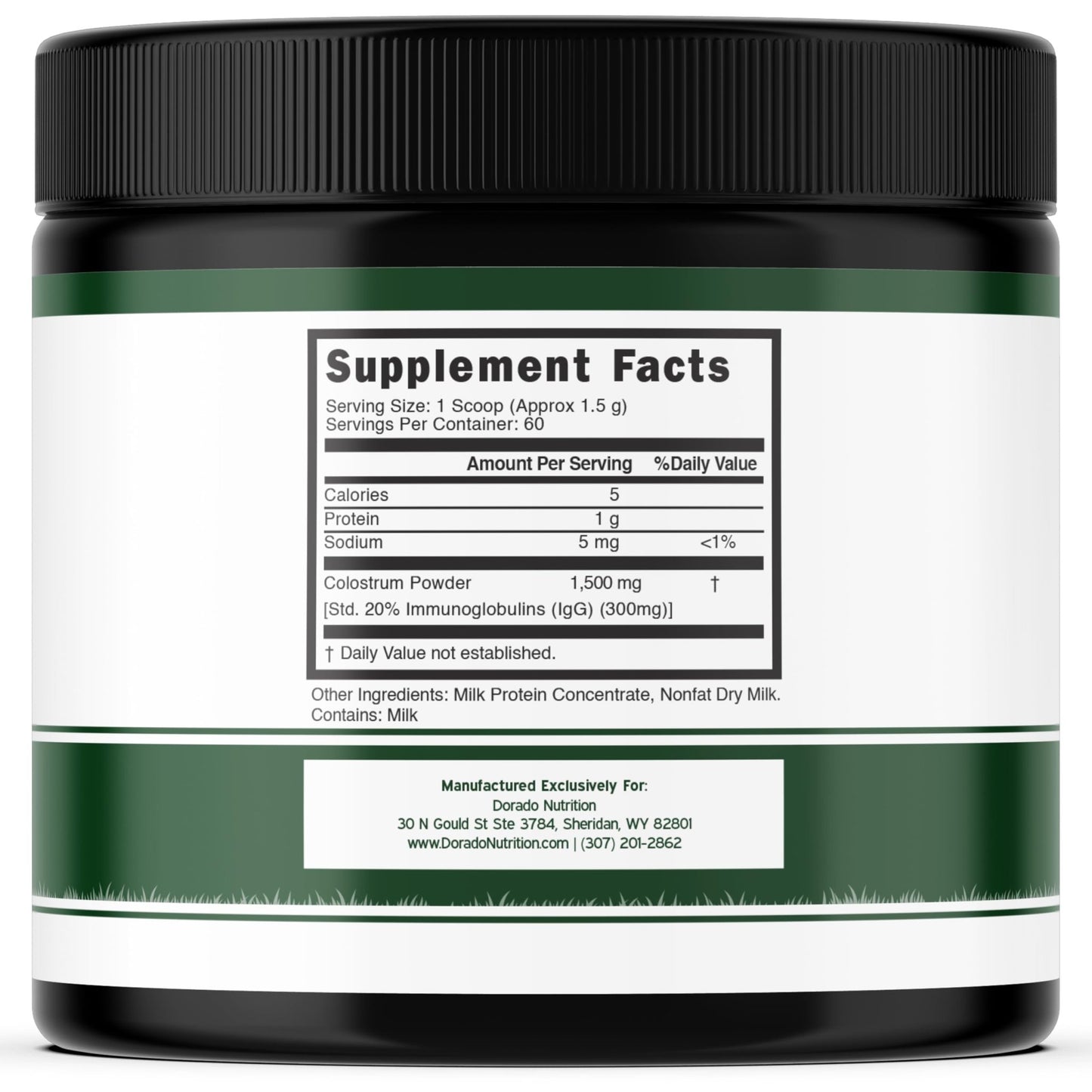 Colostrum Supplement Powder 90g (60 Servings of 1.5g Pure Bovine Colostrum Std. to Contain 20% IgG Immunoglobulins) Grass Fed Powder - No Fillers, Third Party Tested, Unflavored & Non-GMO - dailyvitalstore