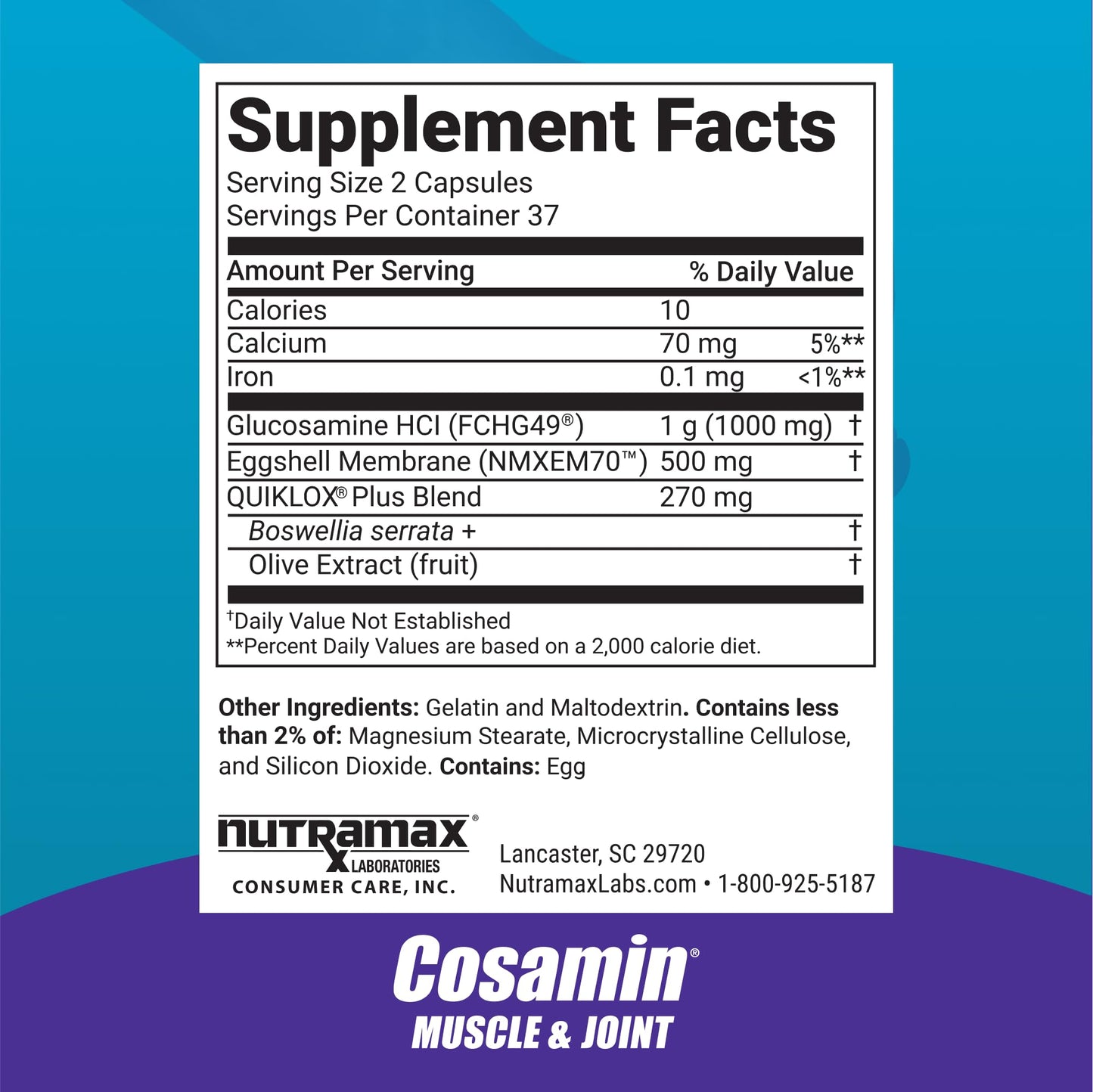 Cosamin Nutramax Muscle & Joint, Works to Decrease Cartilage Breakdown, Joint Health Supplement, Adult Men and Women Joint Health, 74 Capsules - dailyvitalstore