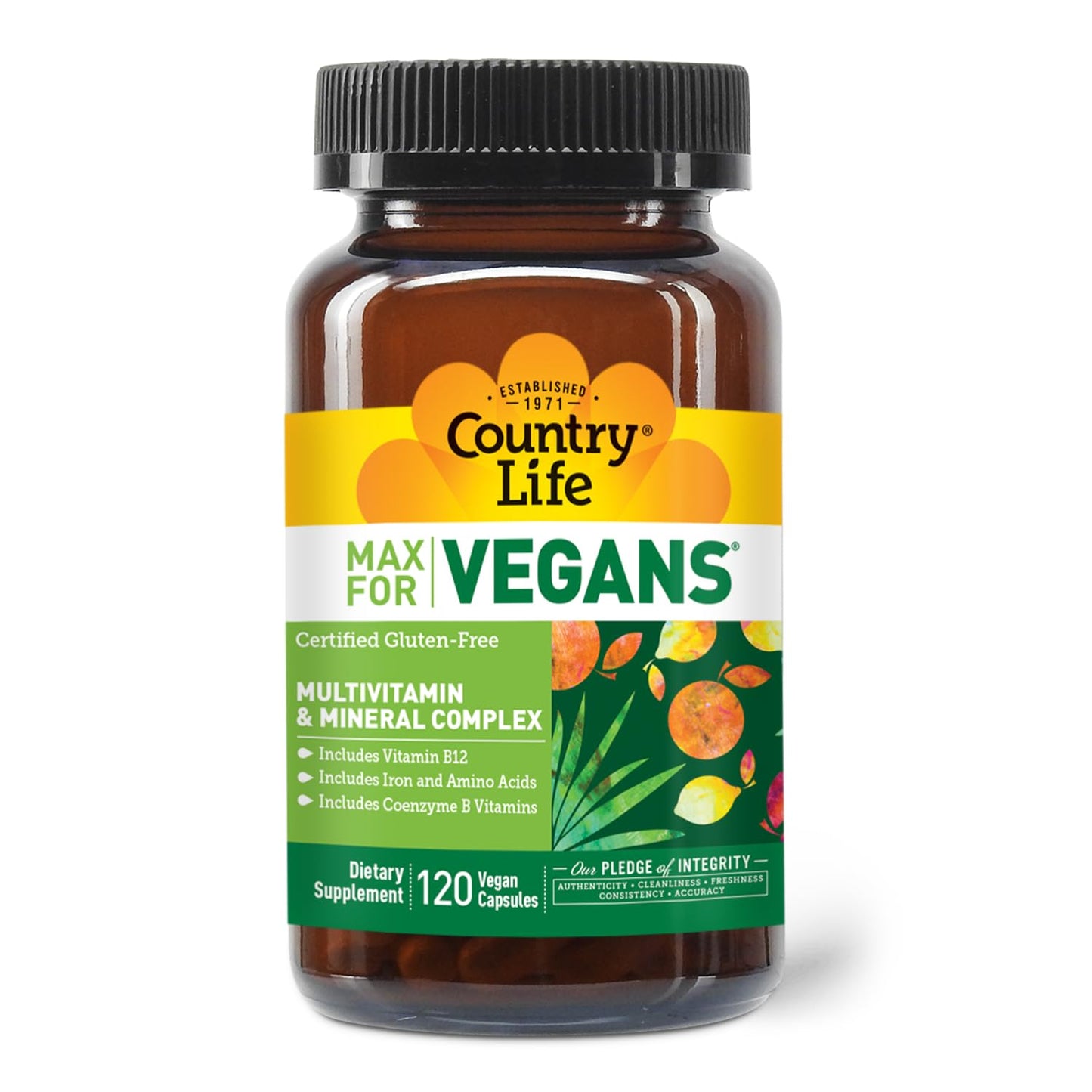 Country Life Max for Vegans - 120 Vegan Capsules - Daily Multivitamins - Immune Support Supplement - Contains Vitamin B12, Iron, Amino Acids, Coenzyme B Vitamins - Gluten-Free - dailyvitalstore