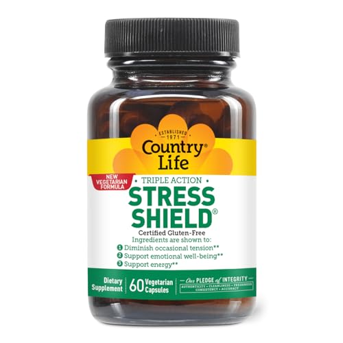 Country Life Stress Shield – Stress & Tension Relief Supplement with Ashwagandha, B-Vitamins for Energy & Emotional Well-Being, Supports Mental Clarity & Resilience, Gluten-Free, Vegan, 60 Capsules - dailyvitalstore