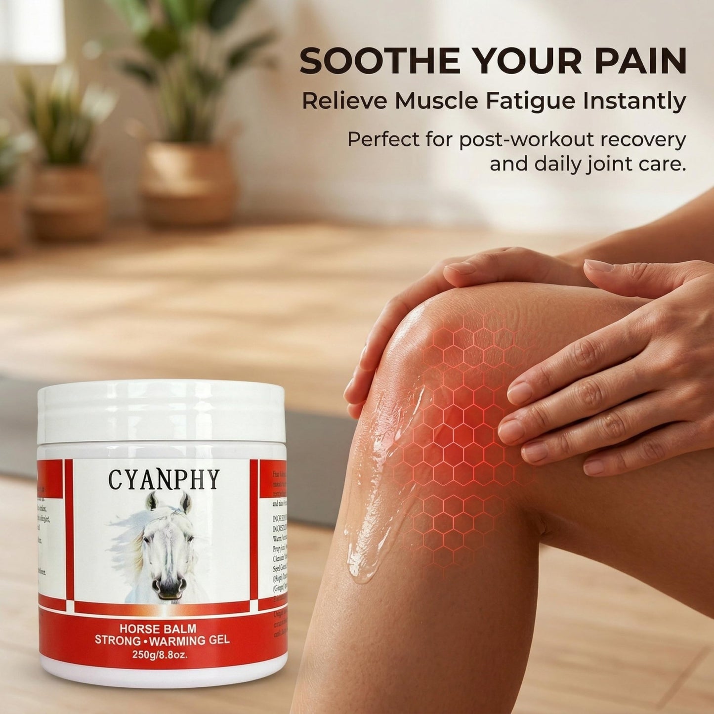 CYANPHY 250g Unisex Adult Extra Strong Horse Balm Joint Massage Cream with Fresh Scent for Muscle & Joint Massage Body for Warming Massage Gel for Hands, Feet, Legs, Knees, Waist for People - dailyvitalstore