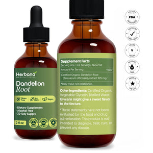 Dandelion Root 2 fl oz Liquid Extract - Natural Herbal Supplement for Cleansing, Digestive Function & Immunity - Organic Taraxacum officinale - Family Size - dailyvitalstore