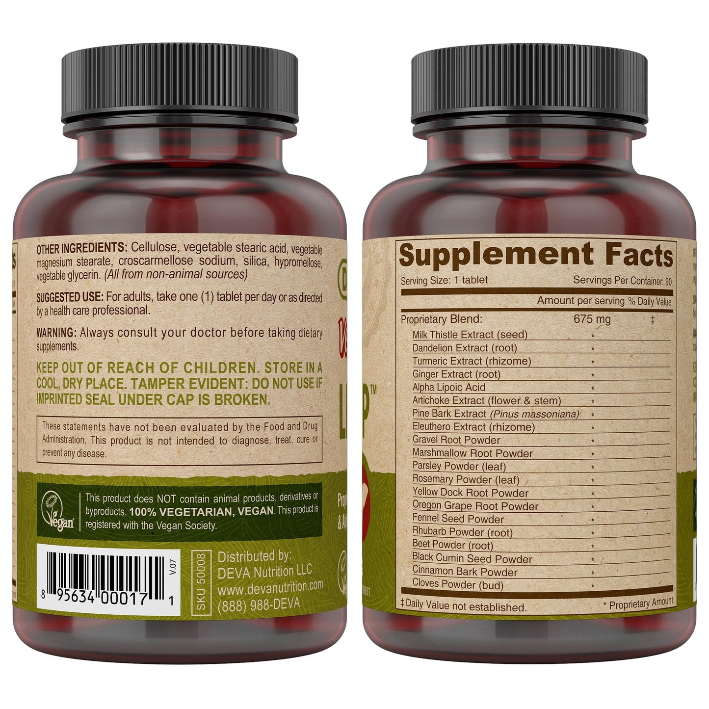 DEVA Vegan Liver Support Tablets 2-Pack - Proprietary Blend of 20 Herbs & Nutraceuticals, 90 Count Ea - dailyvitalstore