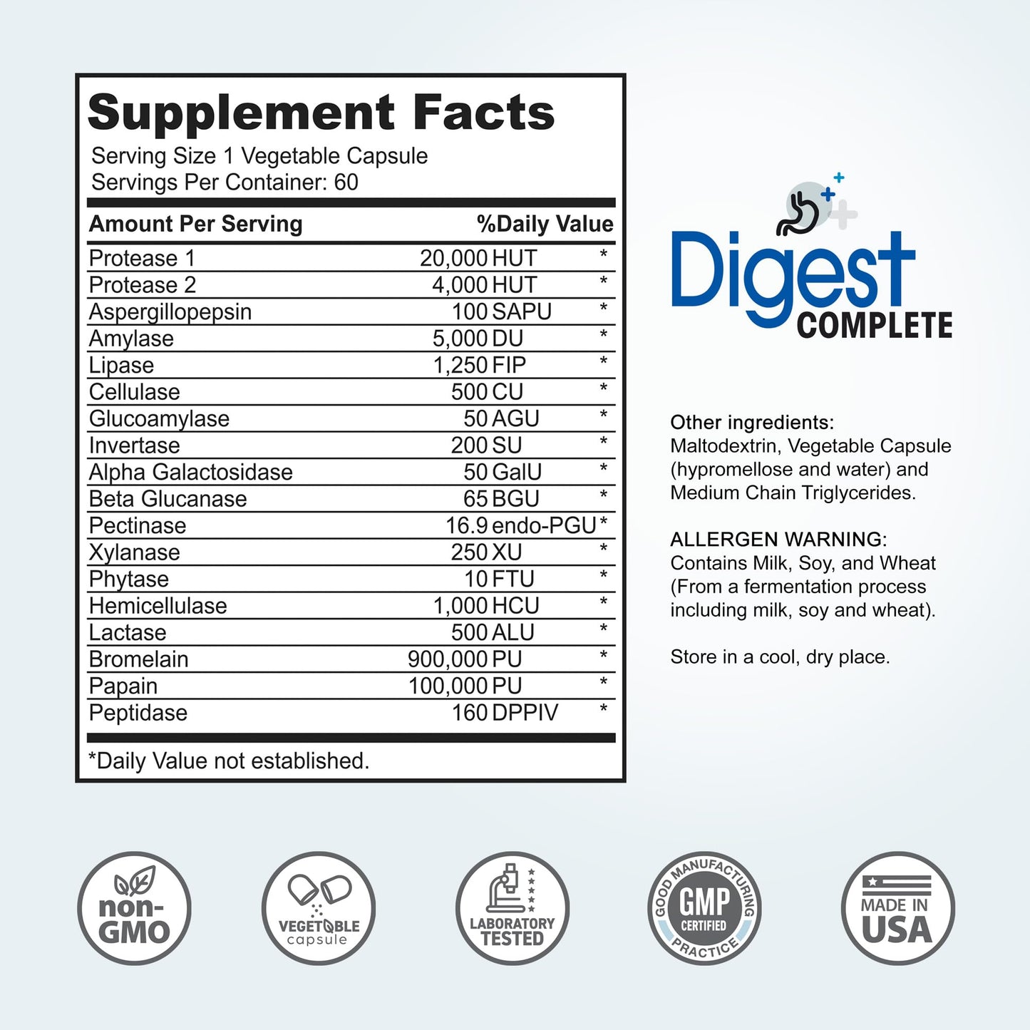 Digest Complete 2-in-1 Probiotic Digestive Enzymes, 60 Capsules - dailyvitalstore