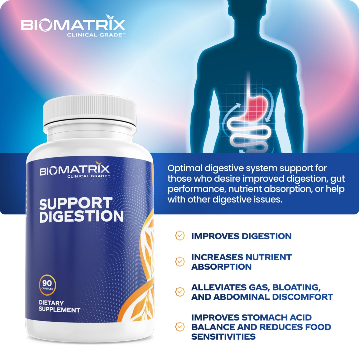 Digestive Enzymes Supplement (90 Capsules) Support Digestion - with Purified Bile, Pancreatin, Plant Enzymes, Ox Bile, Betaine HCL - dailyvitalstore