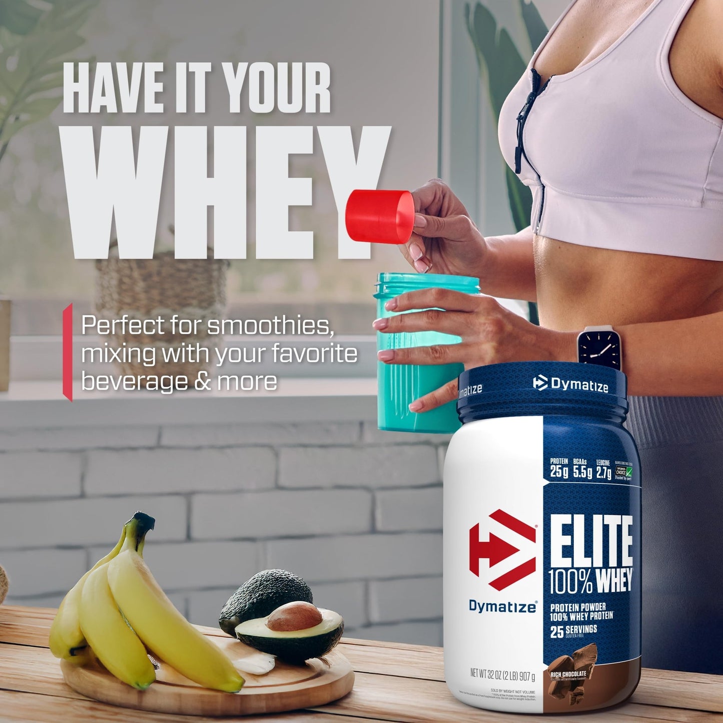 Dymatize Elite 100% Whey Protein Powder, Chocolate, 25g of Protein, 5.5g BCAAs, Less Than 140 Cal., Gluten Free, 3g Carb, 2g Sugar, 3g Fat (25 Servings) - dailyvitalstore