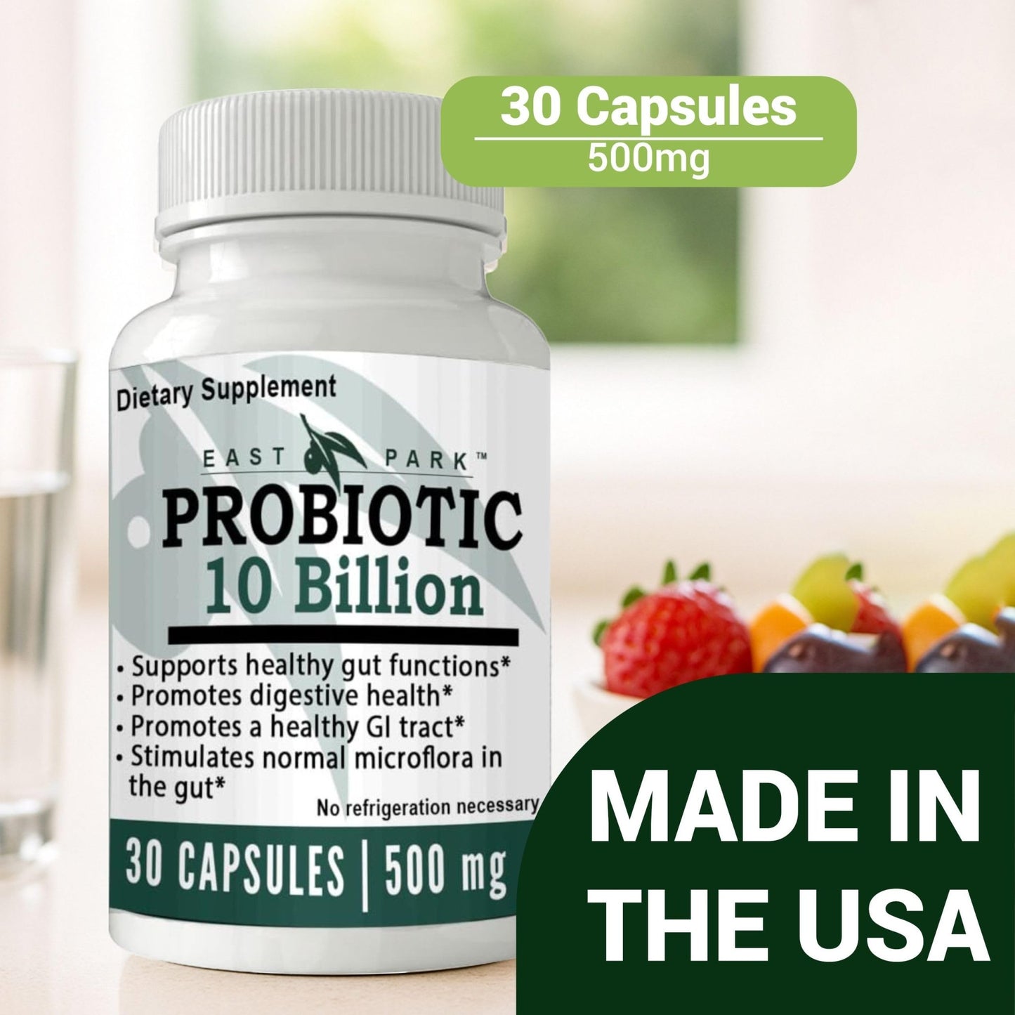 East Park Research d-Lenolate Probiotic Supplement | Probiotic 10 Billion CFUs Supports Gut & Digestive Health | Dietary Supplement Probiotics - dailyvitalstore