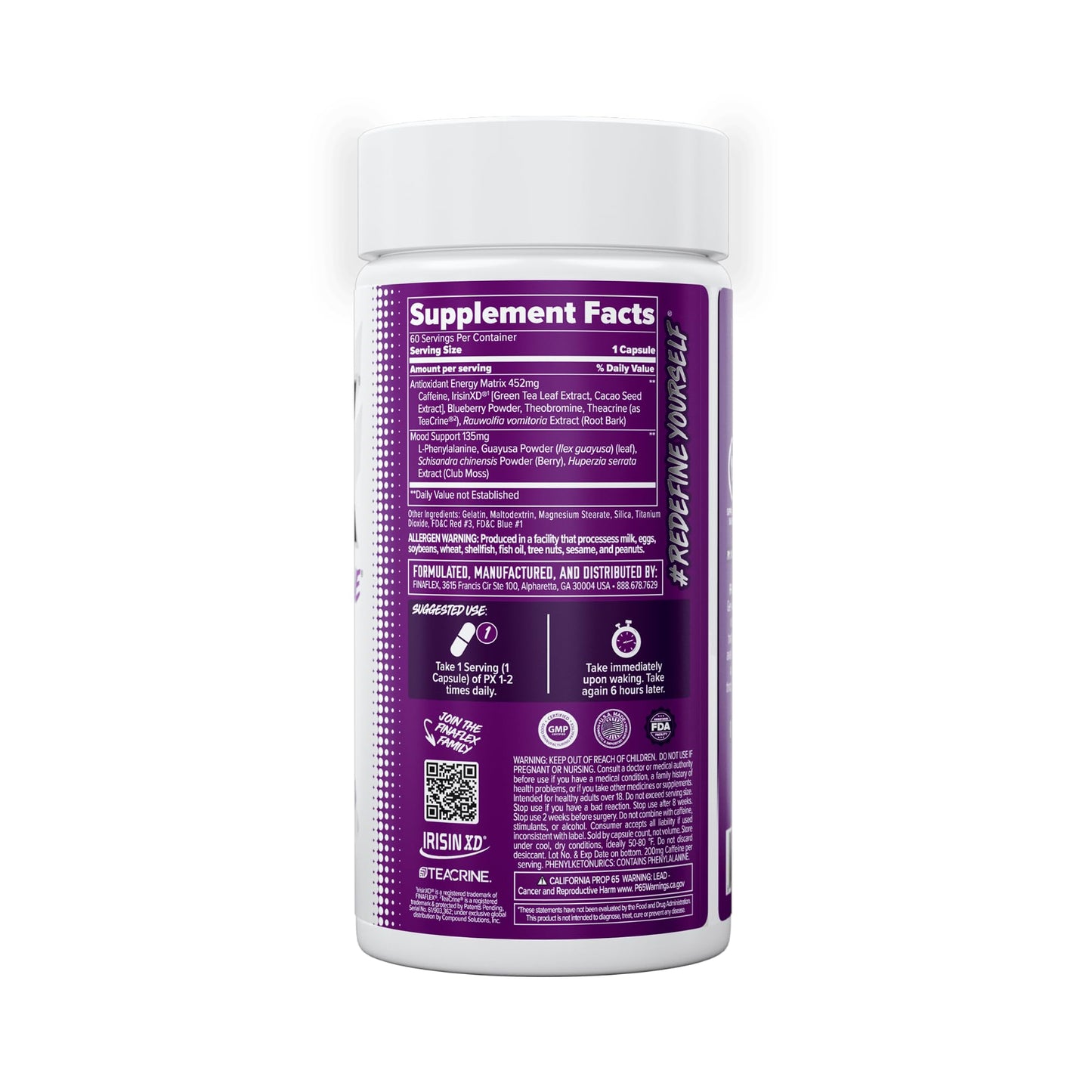 FINAFLEX PX PRO Xanthine - 60 Capsules - Thermogenic - Promotes Energy, Focus & Appetite Suppression - dailyvitalstore