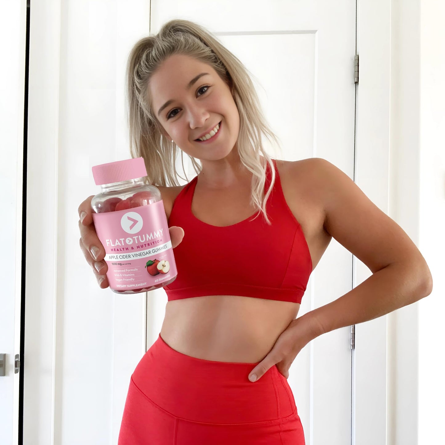 Flat Tummy Apple Cider Vinegar Gummies, 60 Count – ACV Gummies, Detox, Support Gut Health – Vegan-Friendly, Non-GMO - Beet and Pomegranate - dailyvitalstore