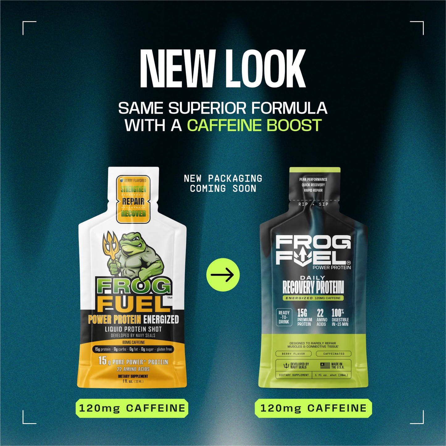 Frog Fuel Power Energized Complete Protein Shot, 15g, Nano Hydrolyzed & Grass Fed, 80mg Caffeine, Gluten Free, Fat & Sugar Free, 22 Amino Acids, - dailyvitalstore