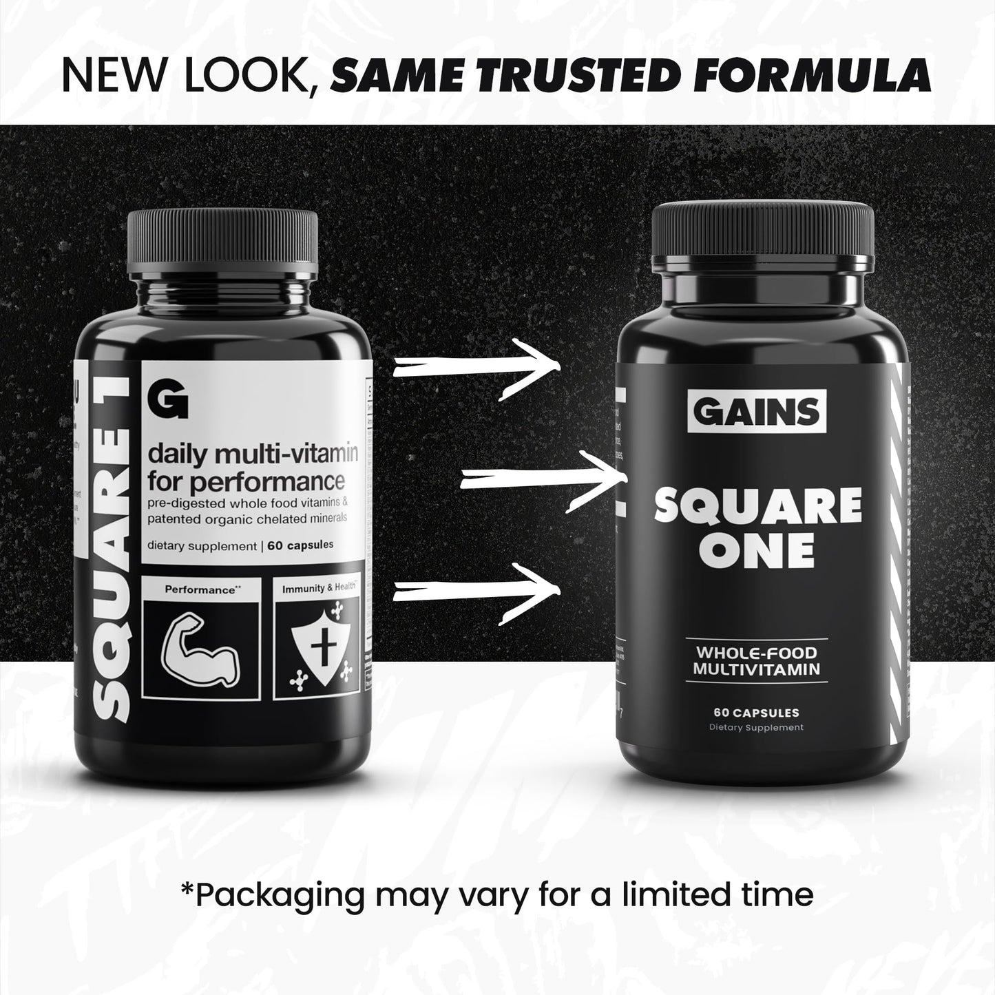 Gains in Bulk Square 1 Multivitamin and Mineral Supplement for Women and Men, Vitamins, Digestive Enzymes and Organic Minerals for Muscle Health, Performance and Immune Support, 90 Capsules - dailyvitalstore