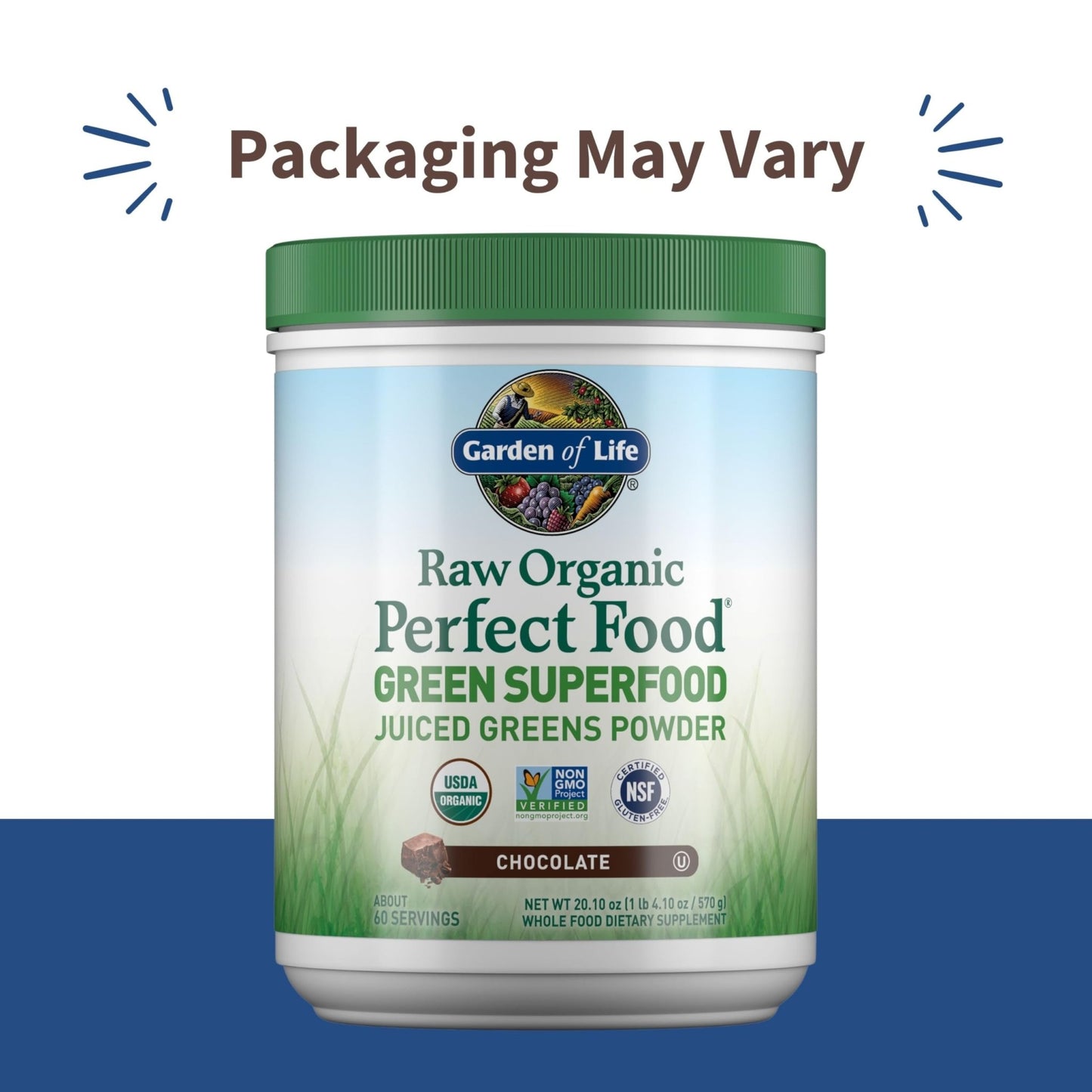Garden of Life Raw Organic Perfect Food Green Superfood Juiced Greens Powder - Chocolate, 60 Servings, Non-GMO, Gluten Free, Vegan Whole Food Dietary Supplement Plus Probiotics, Enzymes - dailyvitalstore