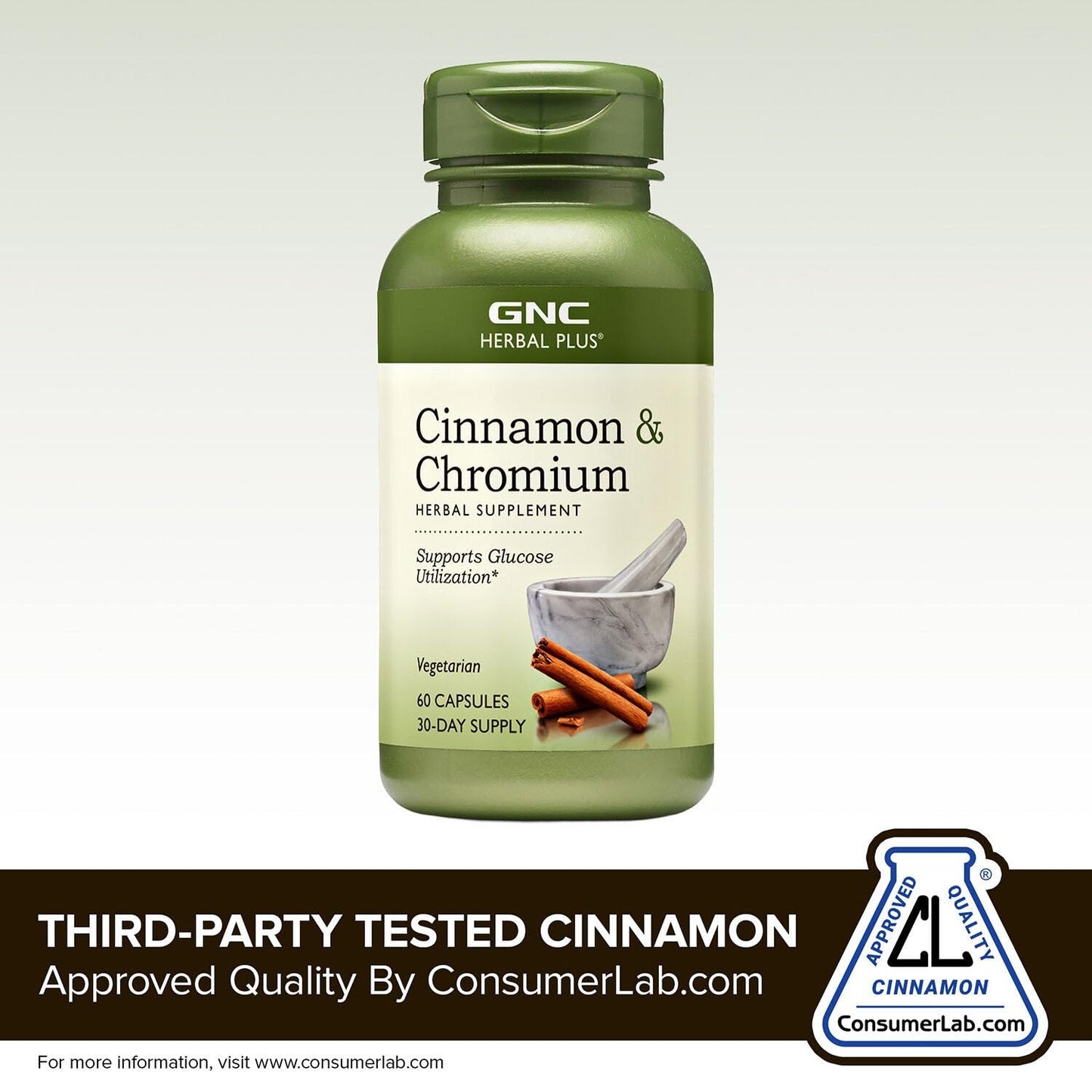 GNC Herbal Plus Cinnamon & Chromium Supplement, Vegetarian 30 Servings - dailyvitalstore