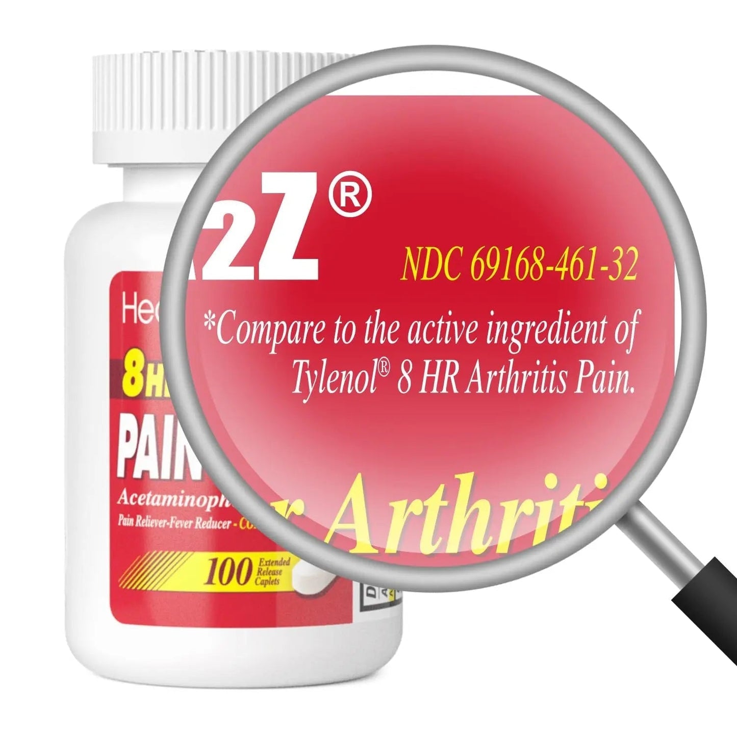 HealthA2Z® Pain Relief Extended Release | Acetaminophen 650mg | 8 Hours | Arthiritis Pain | Pain Reliever - Fever Reducer | Contains no Aspirin (100 Count) - dailyvitalstore