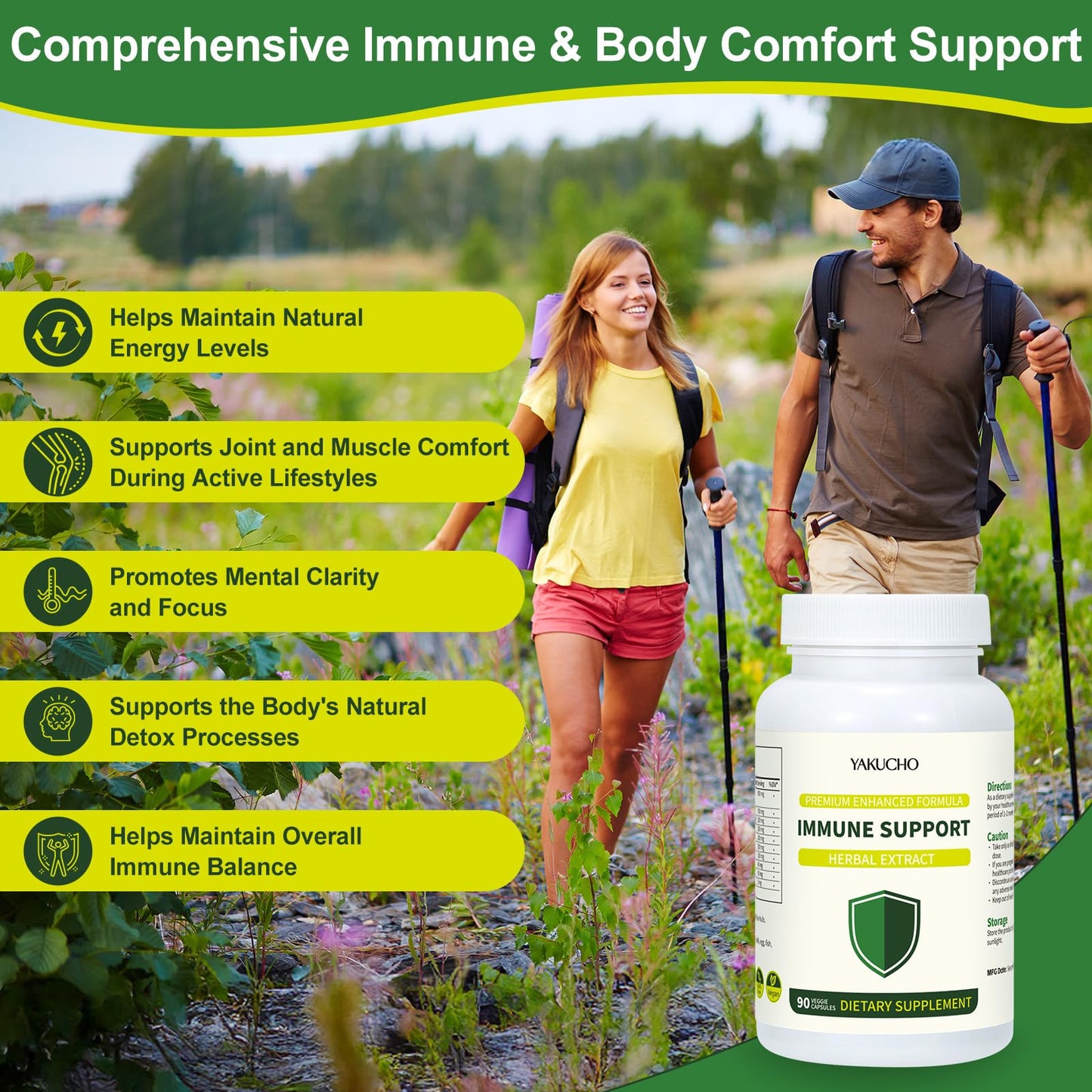 Herbal Immune Support Supplement, Vegan Capsules with Japanese Knotweed, Cat’s Claw, Skullcap & Sanguinolenta, Supports Immune Health & Overall Wellness, Gluten-Free - dailyvitalstore