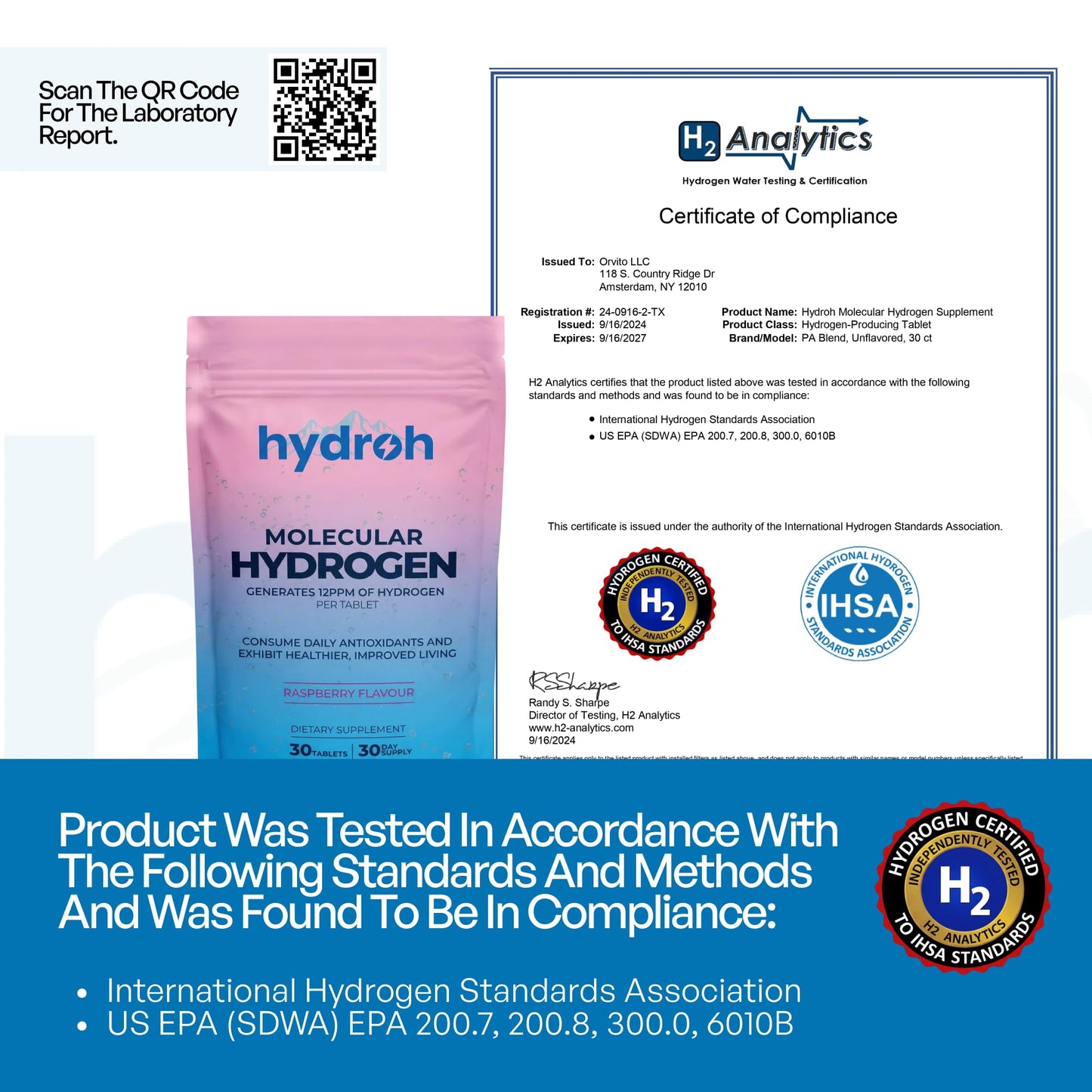 Hydrogen Water Tablets, Molecular Hydrogen Tablets for Drinking Water, Antioxidant-Rich, Supports Brain Energy & Health - Quick-Dissolving - Raspberry H2 Tabs - dailyvitalstore
