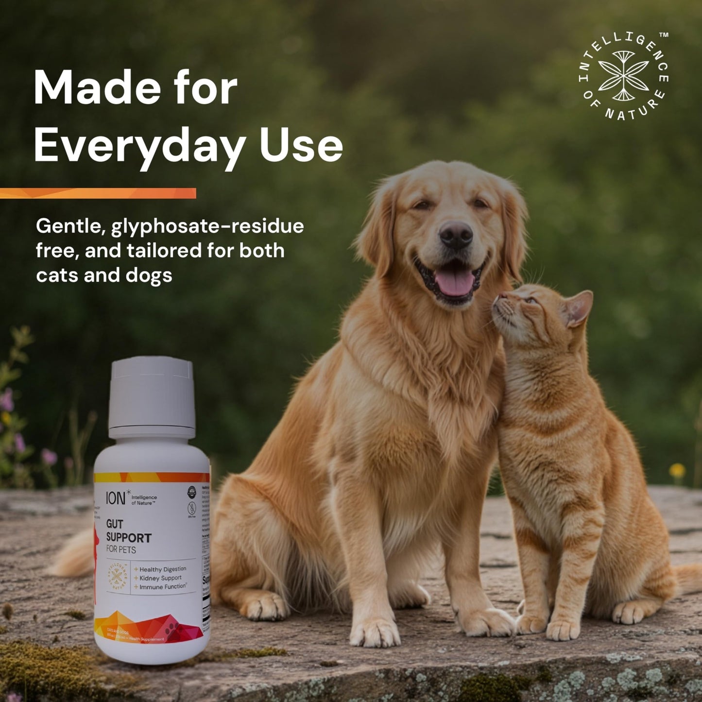 ION* Intelligence of Nature Gut Support For Pets - Liquid Probiotics Drops Alternative for Dogs & Cats, Digestive Health for Puppies, Skin & Hair Health - 16 fl oz (Pack of 1) - dailyvitalstore