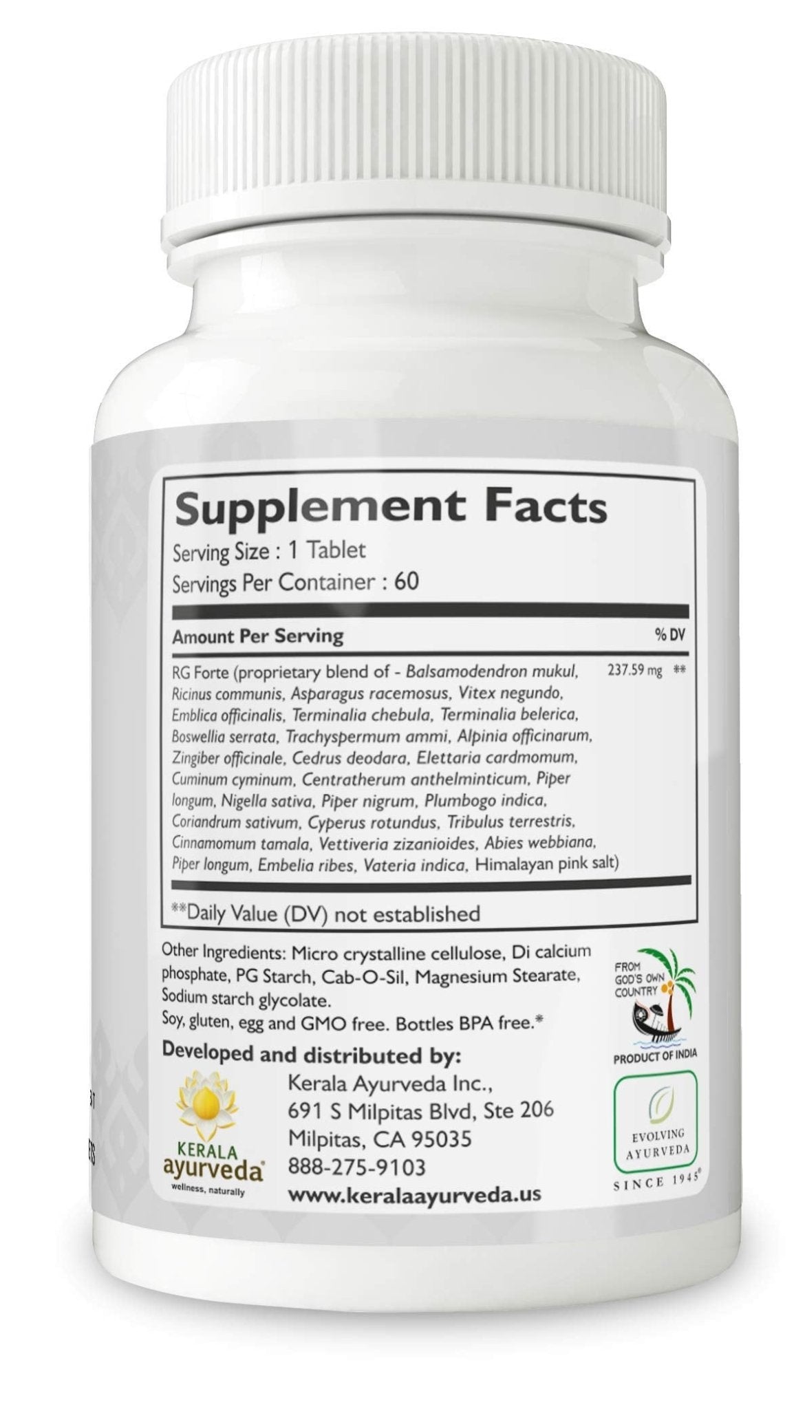 Kerala Ayurveda RG Forte Tablet - Herbal Tablet for Supporting Healthy Joint Function and Balancing Vata & Kapha, 60 Count - dailyvitalstore