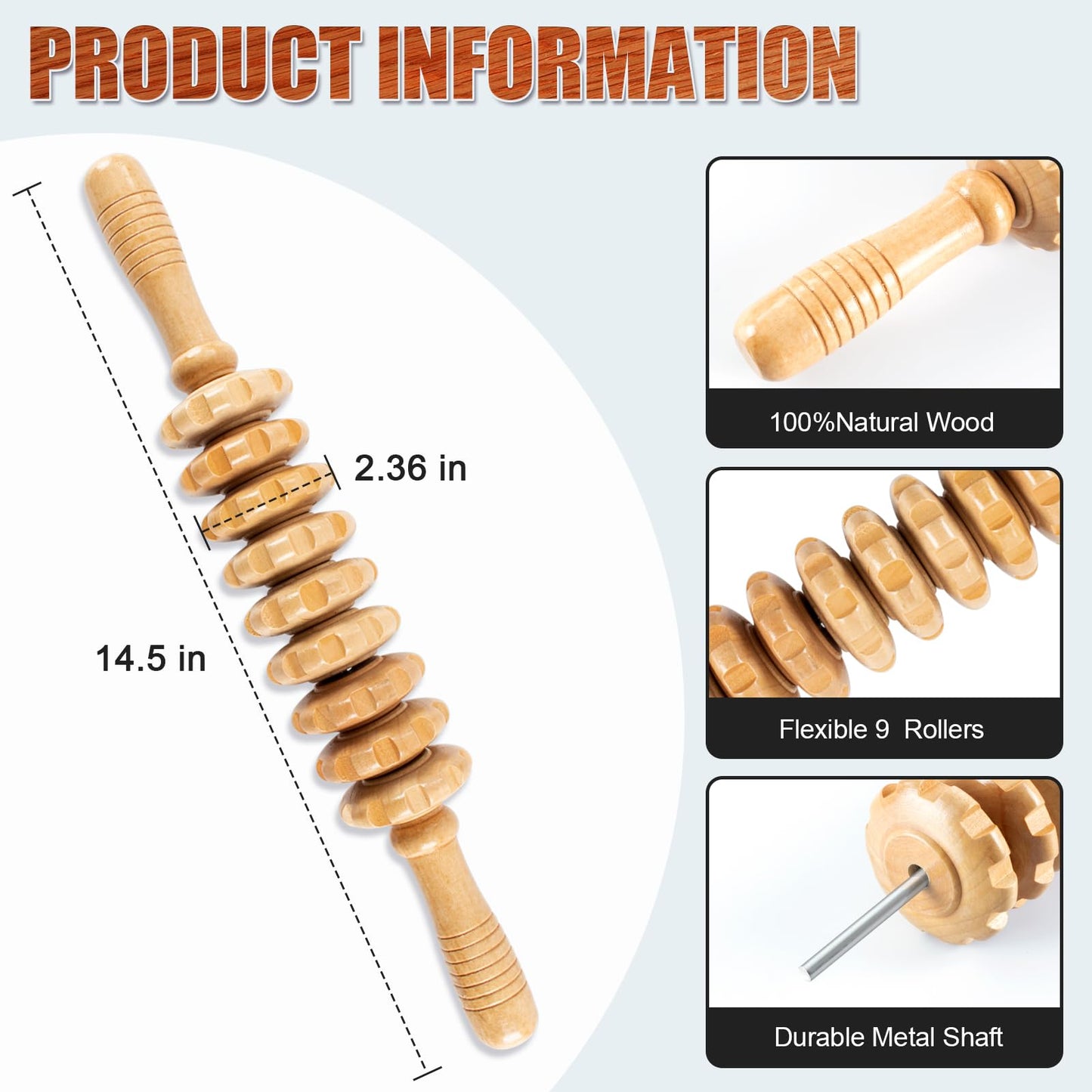 KintKita Wood Therapy Massage Tools,Wooden Massager Stick Roller Lymphatic Drainage Tool,Maderoterapia Kit Self Massage Roller Tool for Cellulite Reduction,Muscle Tension and Body Shaping,Contouring - dailyvitalstore