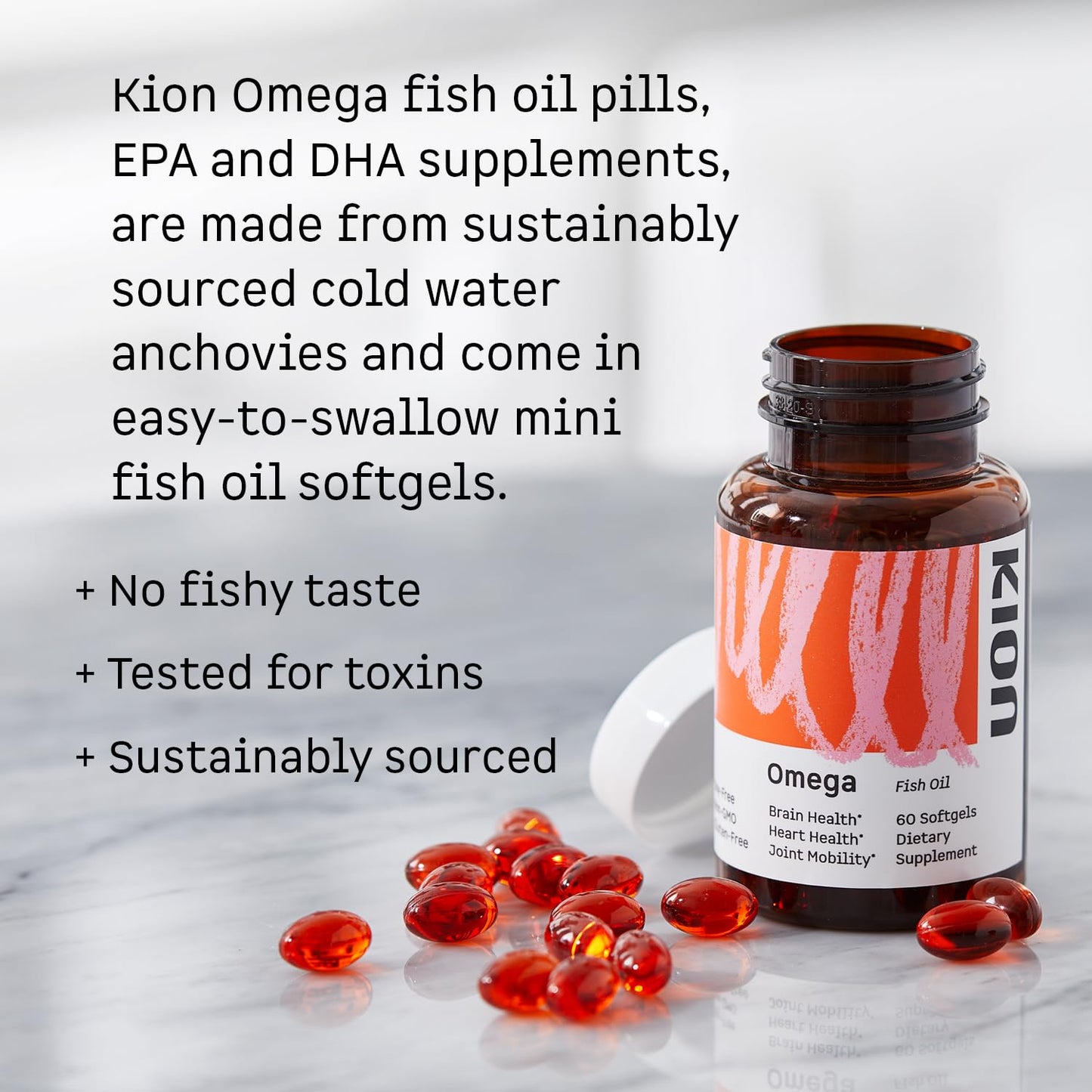 Kion Omega - Omega 3 Fatty Acid Supplements - DHA Supplements - Mini Fish Oil Softgels - Omega 3 DHA EPA Fish Oil Pills - Fish Oil 1,000 mg - 30 Servings - dailyvitalstore