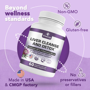 Liver Cleanse Detox & Repair Fatty Liver Supplements 28-in-1 Advanced Herbal Liver Health Supplement Formula - Milk Thistle Silymarin, Artichoke Extract, Dandelion & Apple Cider Vinegar - 60 Pills - dailyvitalstore