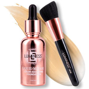 LUMINESS Liquid Mirage w/SPF 50 Color Adjusting Foundation Kit - Color Changing Foundation, SPF 50 Primer & Makeup Brush, Face Makeup for Mature Skin, 4in1 Liquid Foundation, Concealer & Moisturizer - dailyvitalstore