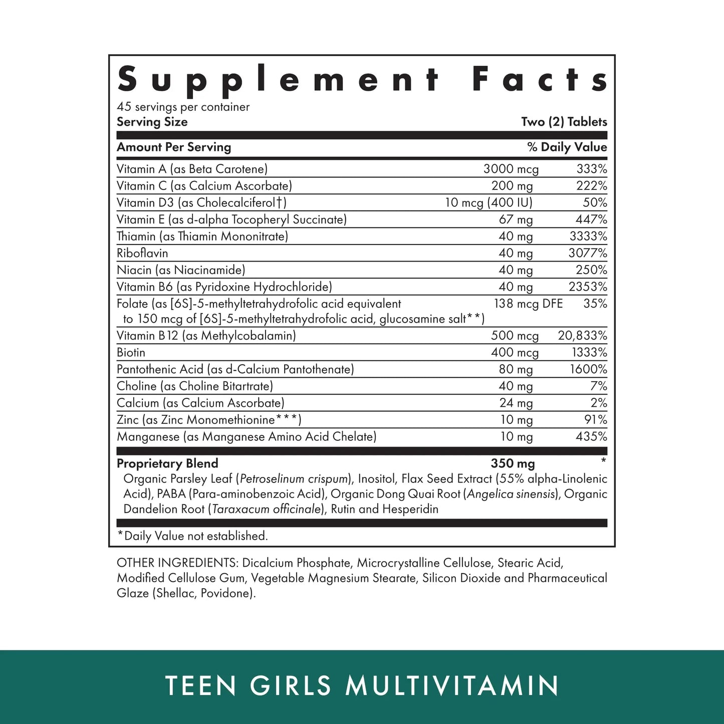 MICHAEL'S Health Naturopathic Programs Teen Girls Multivitamin - 90 Vegetarian Tablets - with B Complex Vitamins - dailyvitalstore