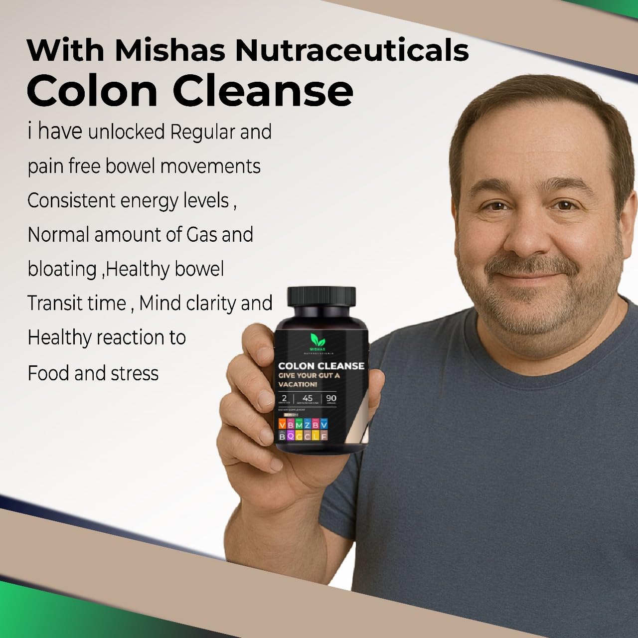 Mishas Nutraceutical Colon Cleanse - Relief from Gas and Bloating, Supports Gut Health with Magnesium, Berberine, Vitamin D, Quercetin & More - dailyvitalstore