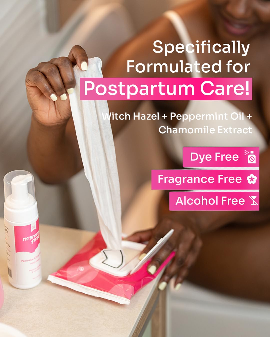Mommy First® Alcohol-Free Witch Hazel Postpartum Healing Foam & Perineal Cooling Liners Bundle – Probiotic-Infused Relief for Perineal Pain, Itch & Burn After Birth – 24 Liners + 5oz Foam - dailyvitalstore