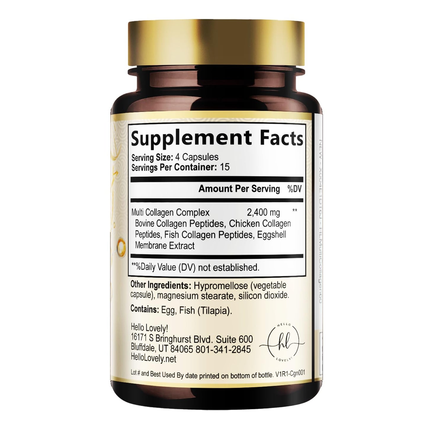 Multi Collagen Peptides for Women & Men - 2400mg per Serving - Best Hydrolyzed Collagen Complex with Type I, II, III, V, X - Hair, Skin, Nails & Joint Support Supplement - Bottled USA - 60 Capsules - dailyvitalstore