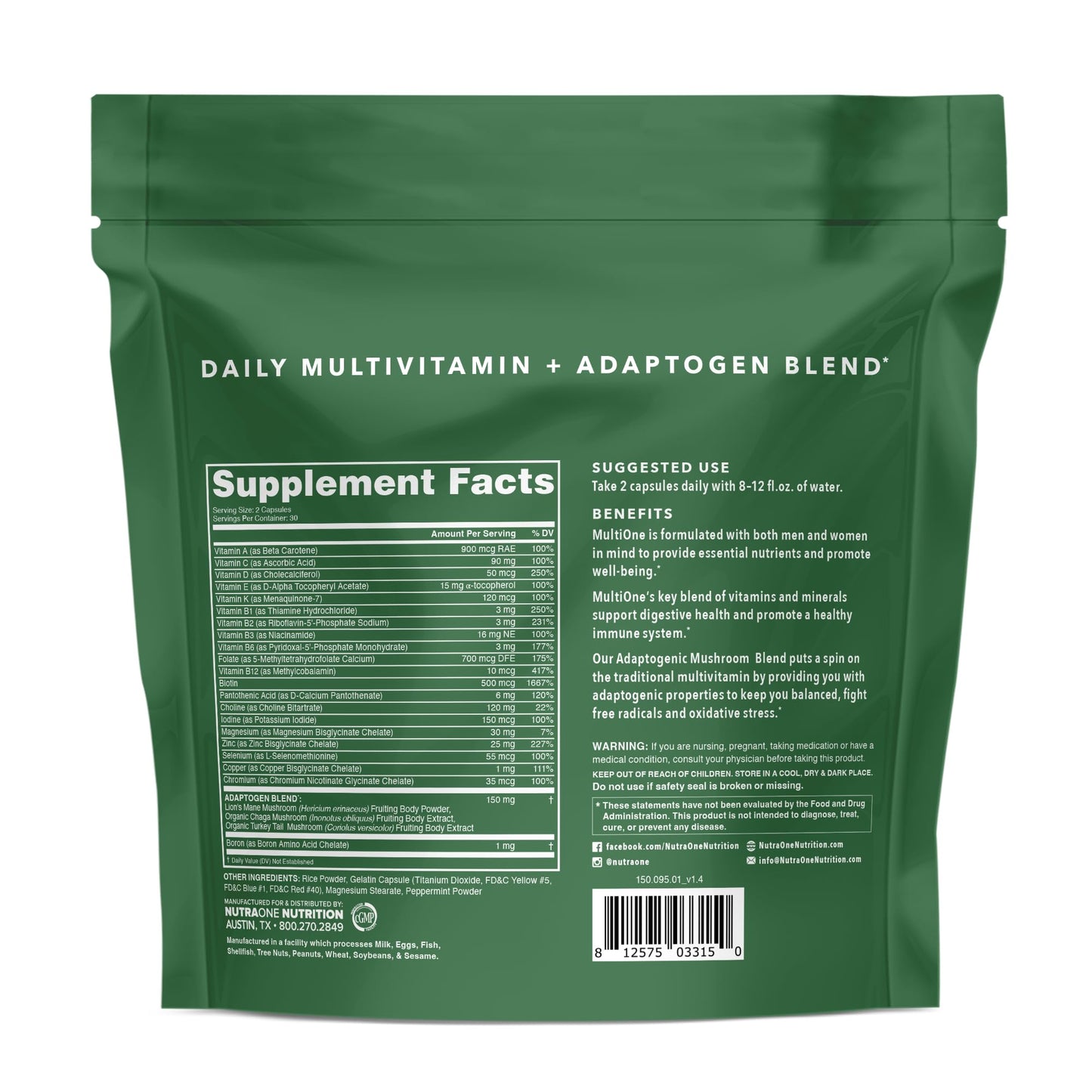 MultiOne Men & Women’s Daily Multivitamin - Essential Nutrients and Minerals for Optimal Health (60 Capsules) - dailyvitalstore