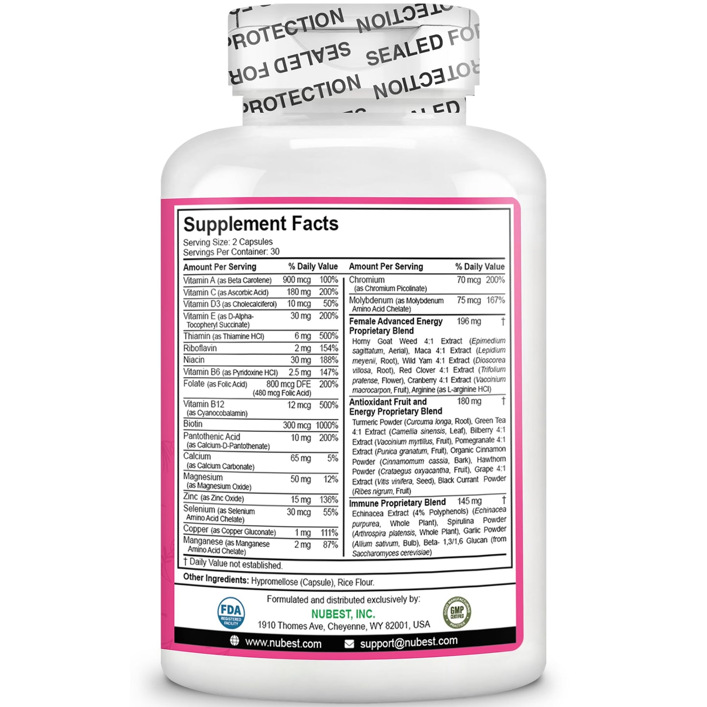 Multivitamin for Women with 39 Key Nutrients, Essential Vitamins, Minerals, Horny Goat Weed, Maca, Wild Yam, Red Clover, Cranberry, Arginine, Herbal Supplement | 60 Vegan Capsules | 1 Month Supply - dailyvitalstore