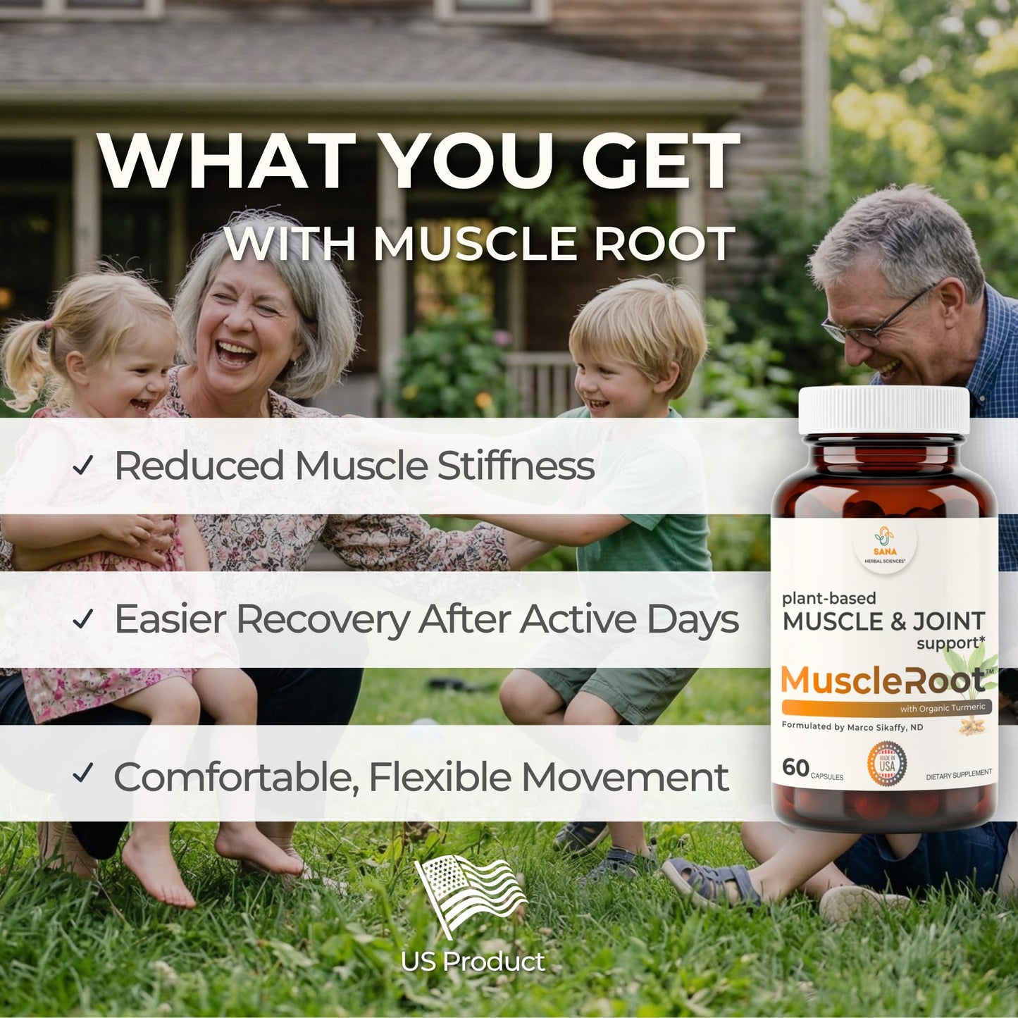 Muscle & Joint Support Supplement – Botanical Formula for Healthy Inflammatory Response | 6 Research-Backed Botanicals | Organic Turmeric | 60 Capsules | Sana Herbal - dailyvitalstore