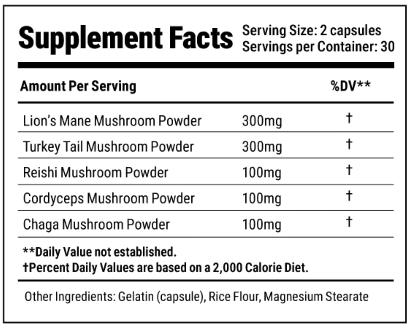Mushroom Complex Capsules with Lion’s Mane, Reishi, Cordyceps, Chaga & Turkey Tail – True Totality Mushroom Power – Immune, Energy & Focus Support – 90 Vegan Capsules - dailyvitalstore