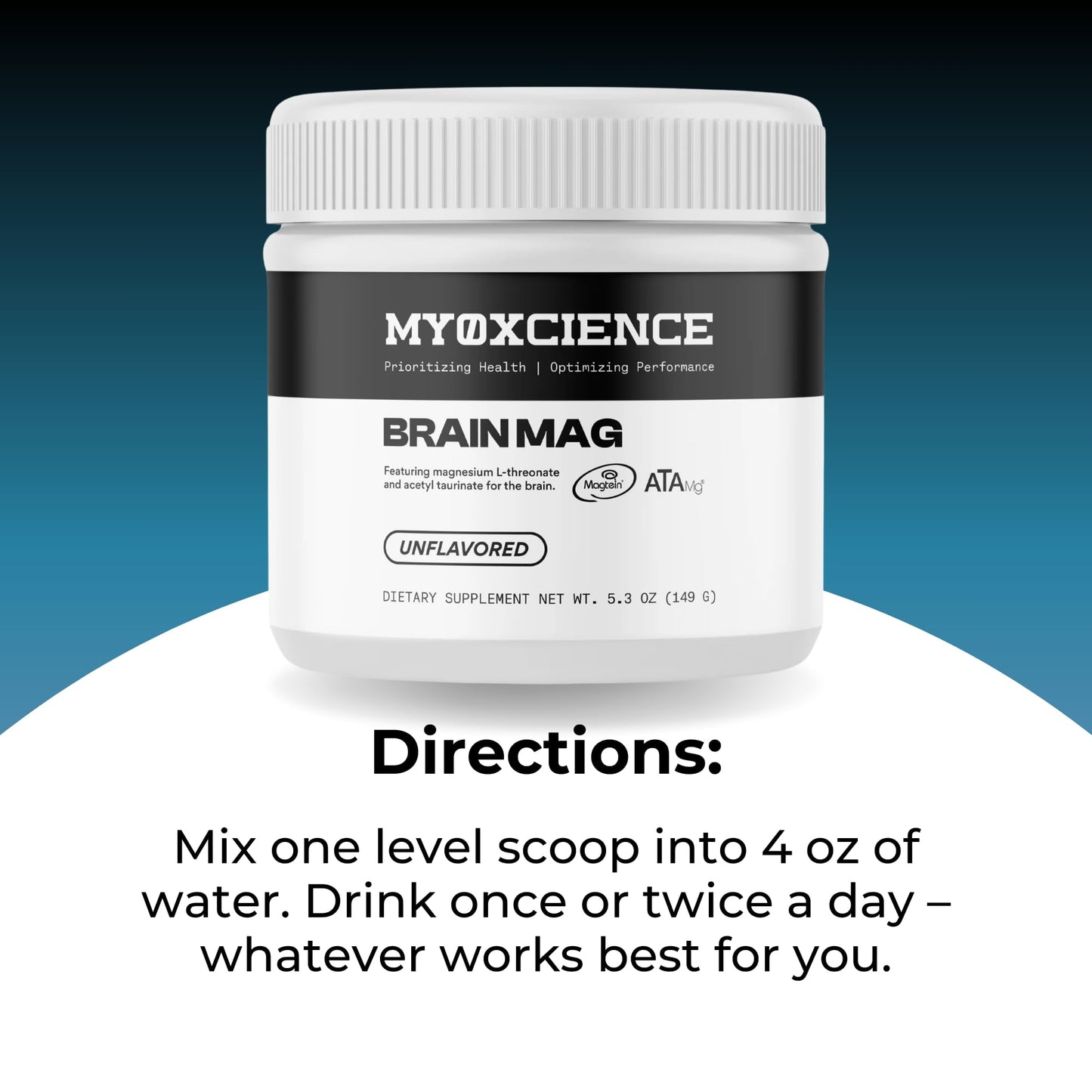 MYOXCIENCE Brain Mag | Magnesium L-Threonate Magtein & Magnesium Glycinate Powder (Unflavored) (60 Servings) - dailyvitalstore