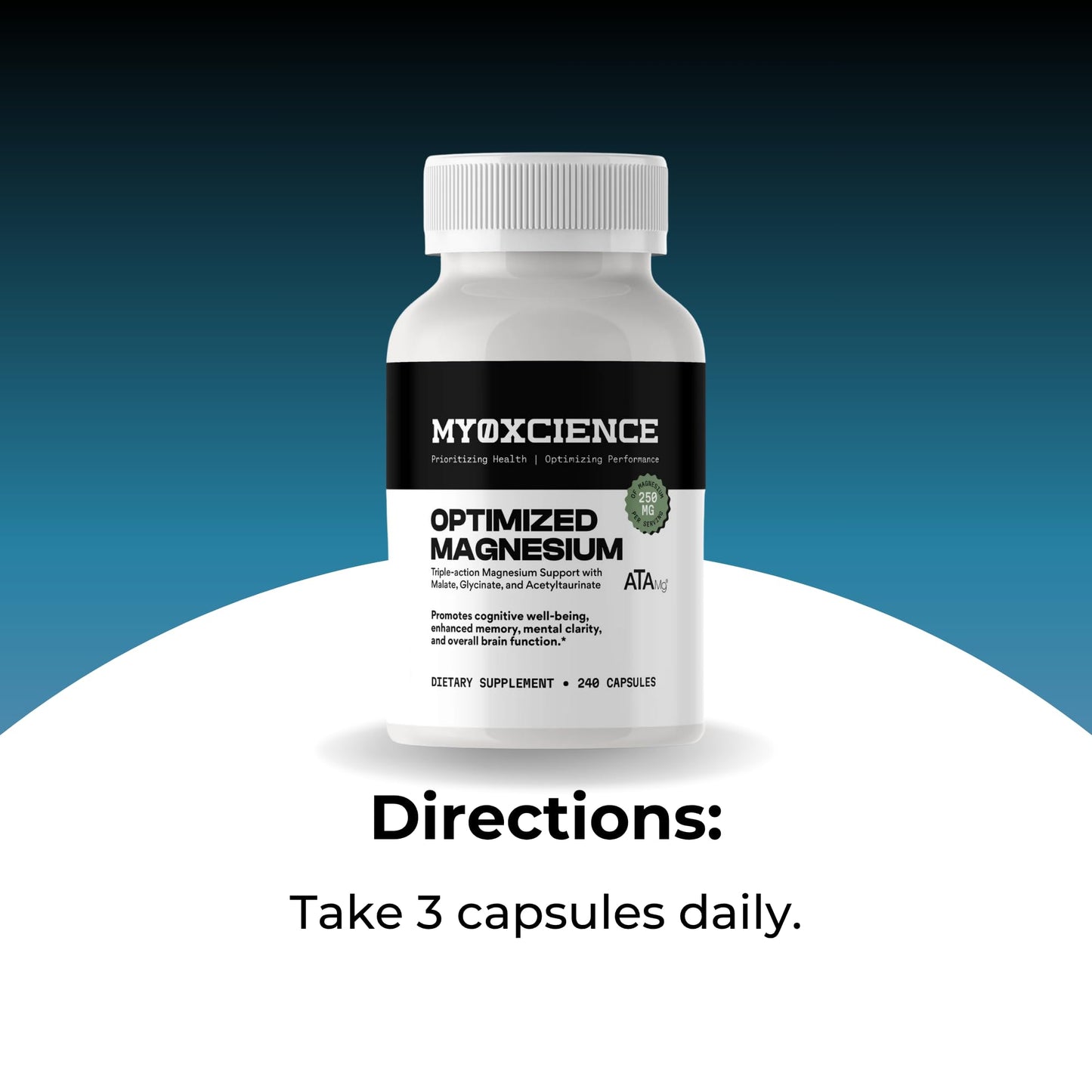 MYOXCIENCE Optimized Magnesium Glycinate + Magnesium Taurate (as ATAmag®) for High Brain Bioavailability to Support Stress Relief and Sleep | 80 Servings - dailyvitalstore