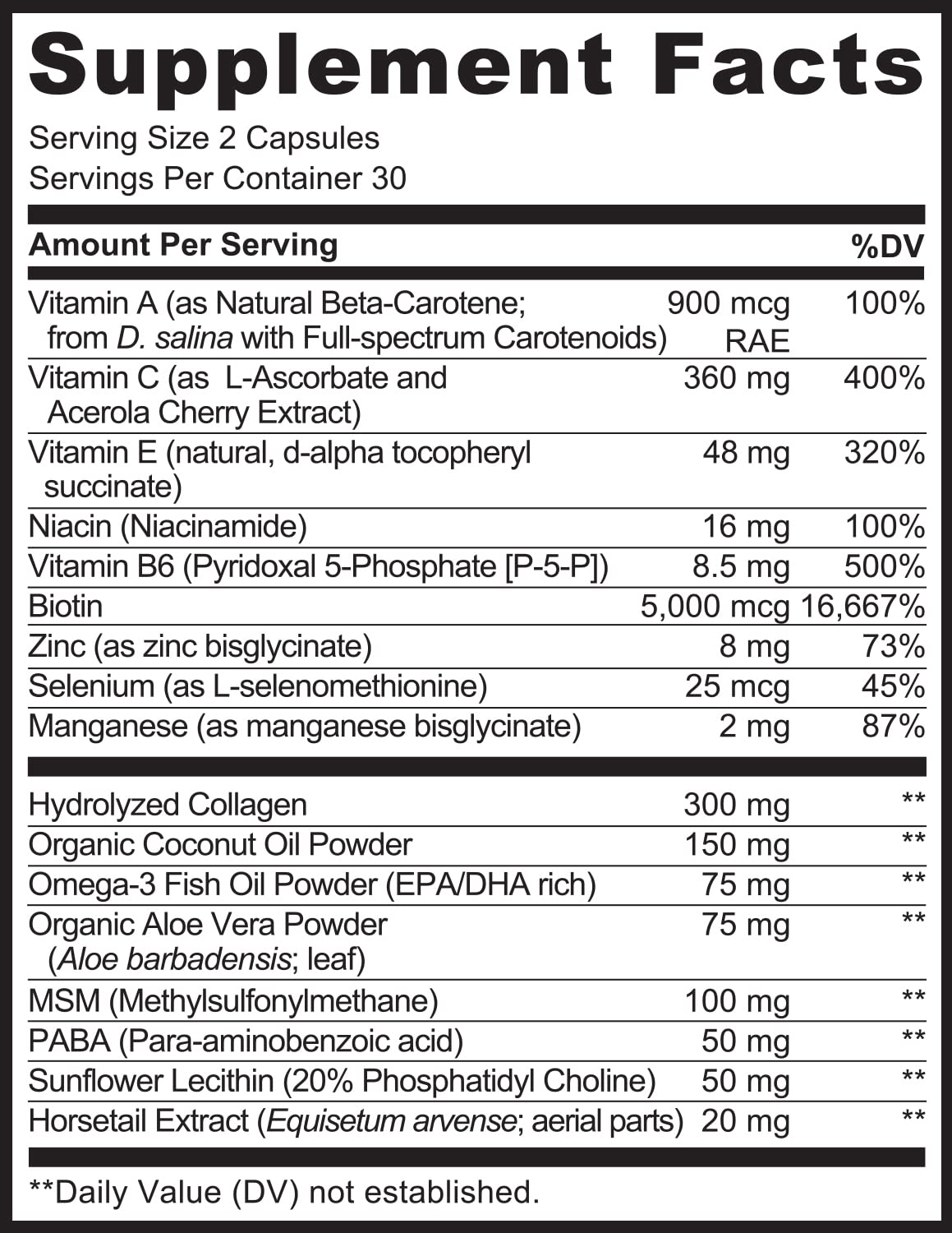 NATURELO Hair, Skin and Nails Vitamins - 5000 mcg Biotin, Collagen, Natural Vitamin E - Supplement for Healthy Skin - dailyvitalstore