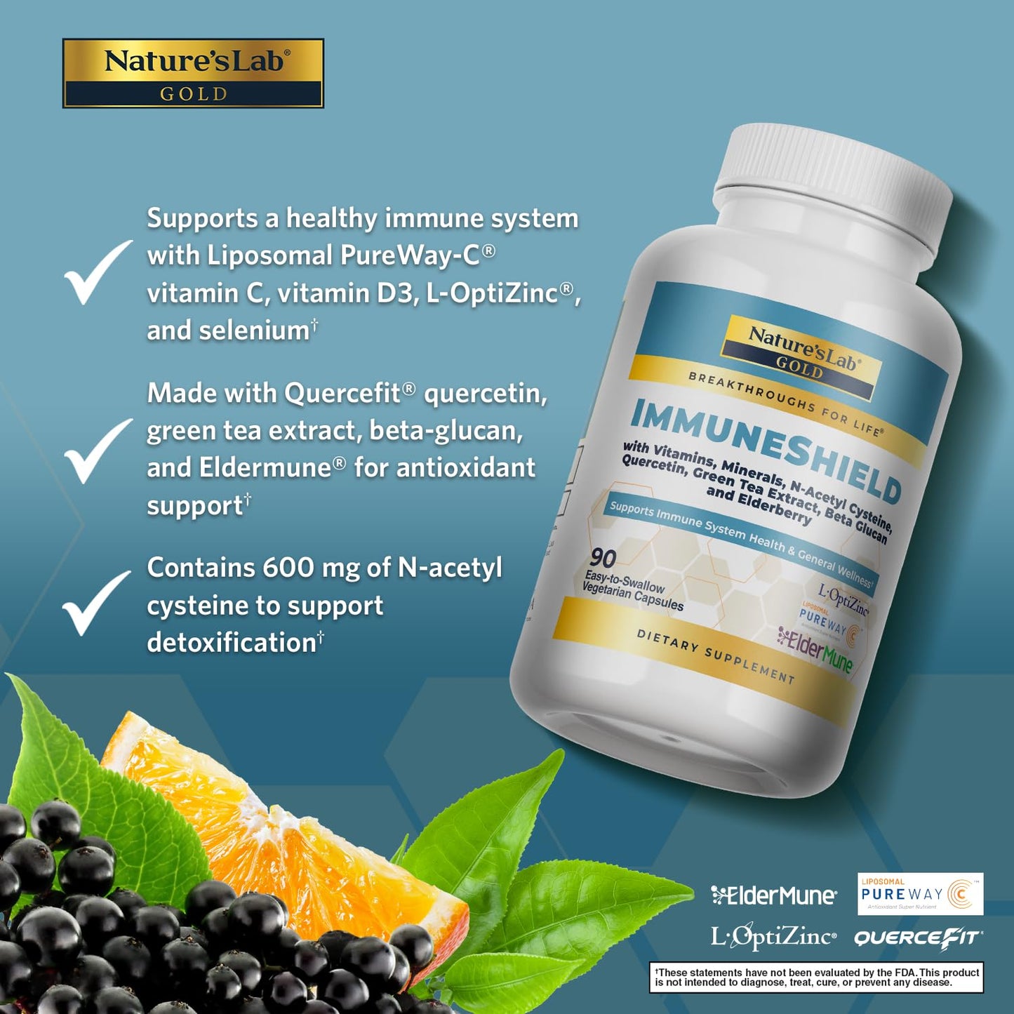 Nature's Lab Gold ImmuneShield - Supports Immune System Health & General Wellness* - 90 Capsules (30 Day Supply) - dailyvitalstore