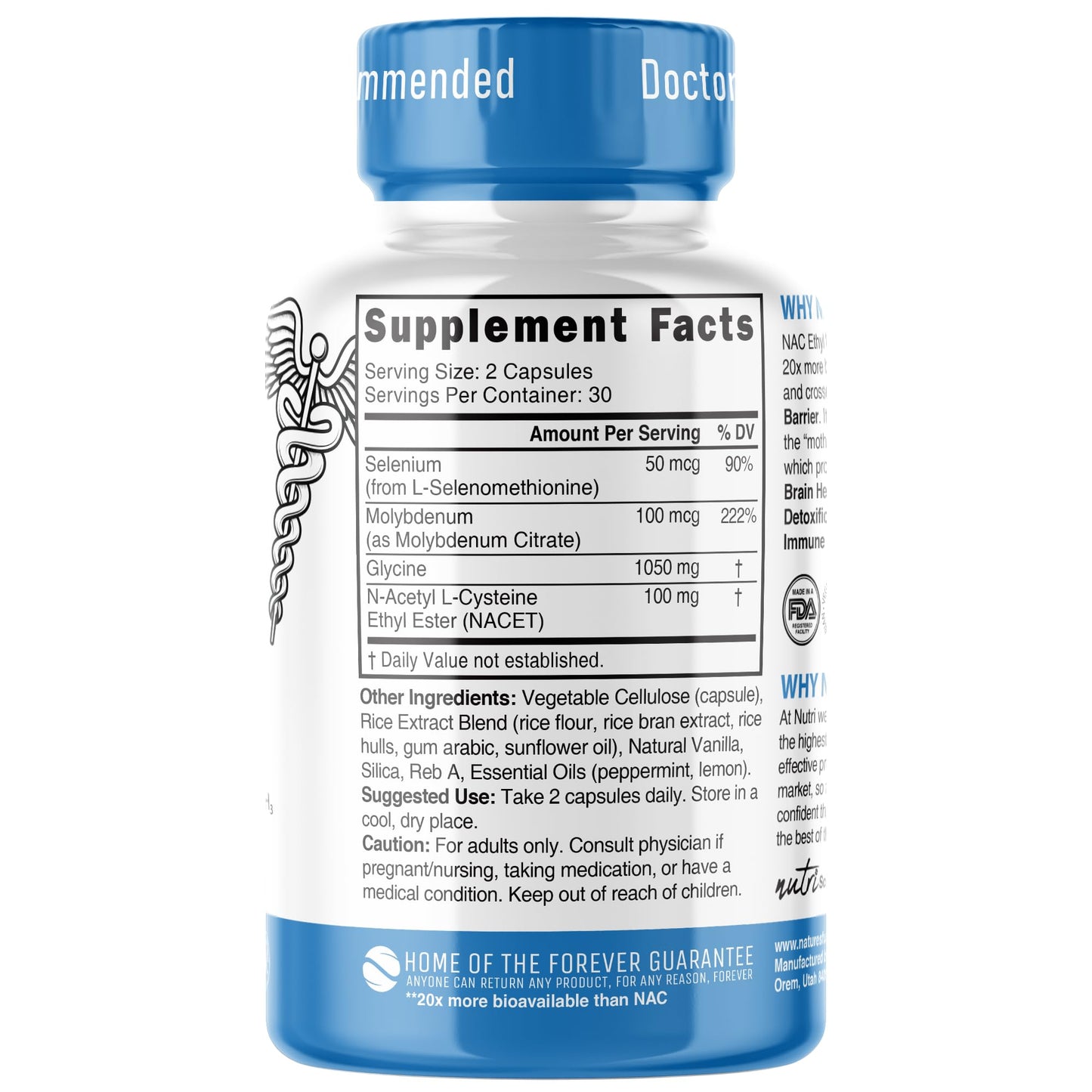 Neuro NAC Supplement N-Acetyl Cysteine Ethyl Ester - 20x More Bioavailable Than NAC 600 mg - Boost Glutathione 10x More Than Liposomal Glutathione - dailyvitalstore