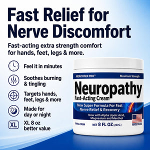 Neuropathy Nerve Relief Cream – Extra Large 8 oz – Maximum Strength for Feet Hands Legs Toes Back – Natural Ingredients Arnica Aloe Vera MSM Vitamins - dailyvitalstore