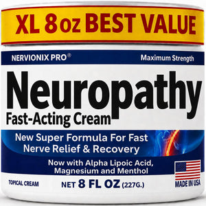 Neuropathy Nerve Relief Cream – Extra Large 8 oz – Maximum Strength for Feet Hands Legs Toes Back – Natural Ingredients Arnica Aloe Vera MSM Vitamins - dailyvitalstore