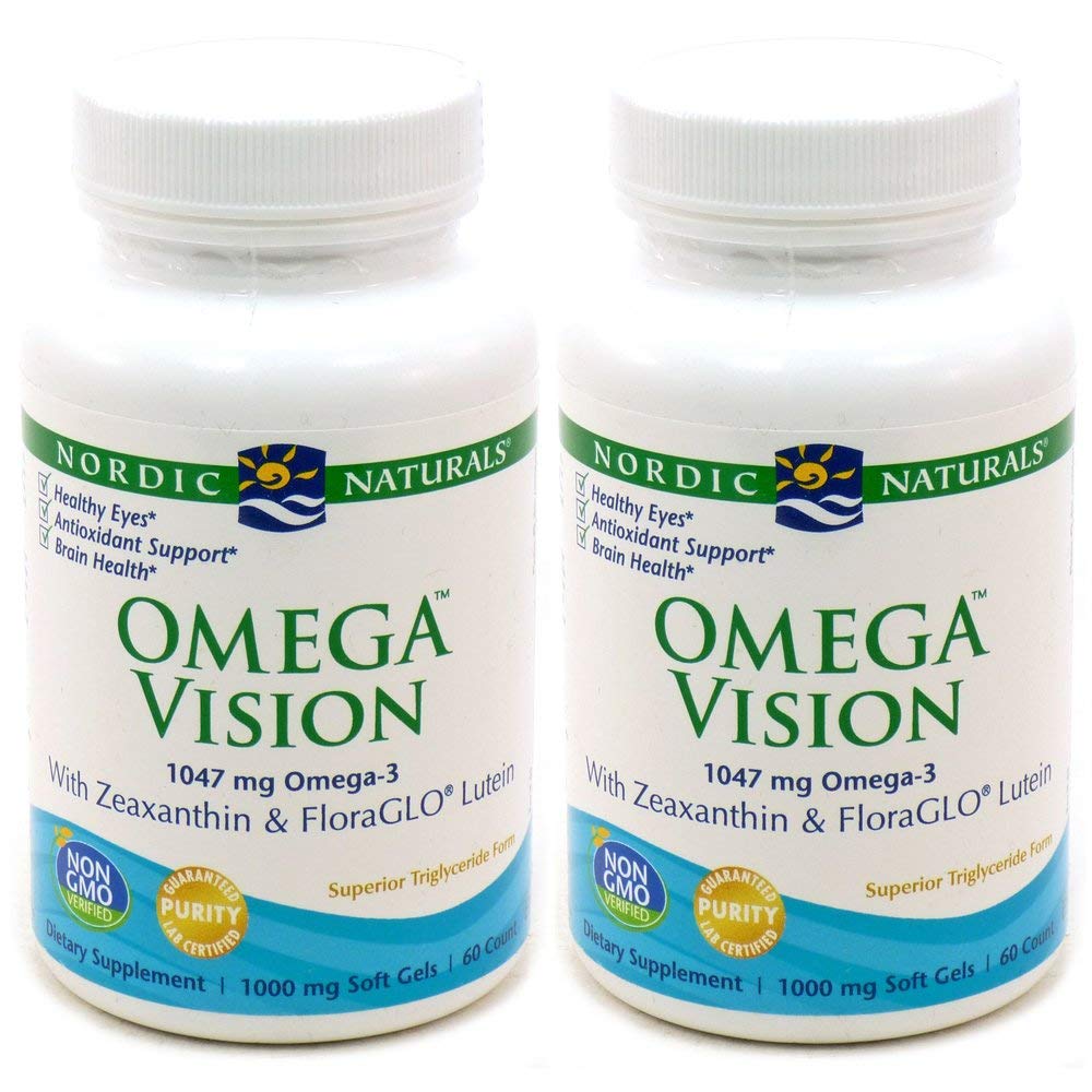 Nordic Naturals Omega Vision, Lemon - 60 Soft Gels - Pack of 2-1460 mg Omega-3 + FloraGLO Lutein & Zeaxanthin - Eye Health, Brain Health, Antioxidant Support - Non-GMO - 60 Total Servings - dailyvitalstore