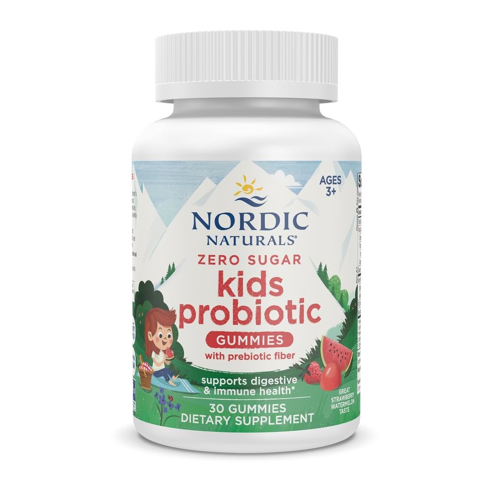 Nordic Naturals Vegan Probiotic Gummies Bundle - Zero Sugar Kids Probiotic Gummies - Strawberry Watermelon Flavor - 30 Gummies, Zero Sugar Probiotic Gummies - Strawberry Watermelon Flavor - 40 Gummies - dailyvitalstore
