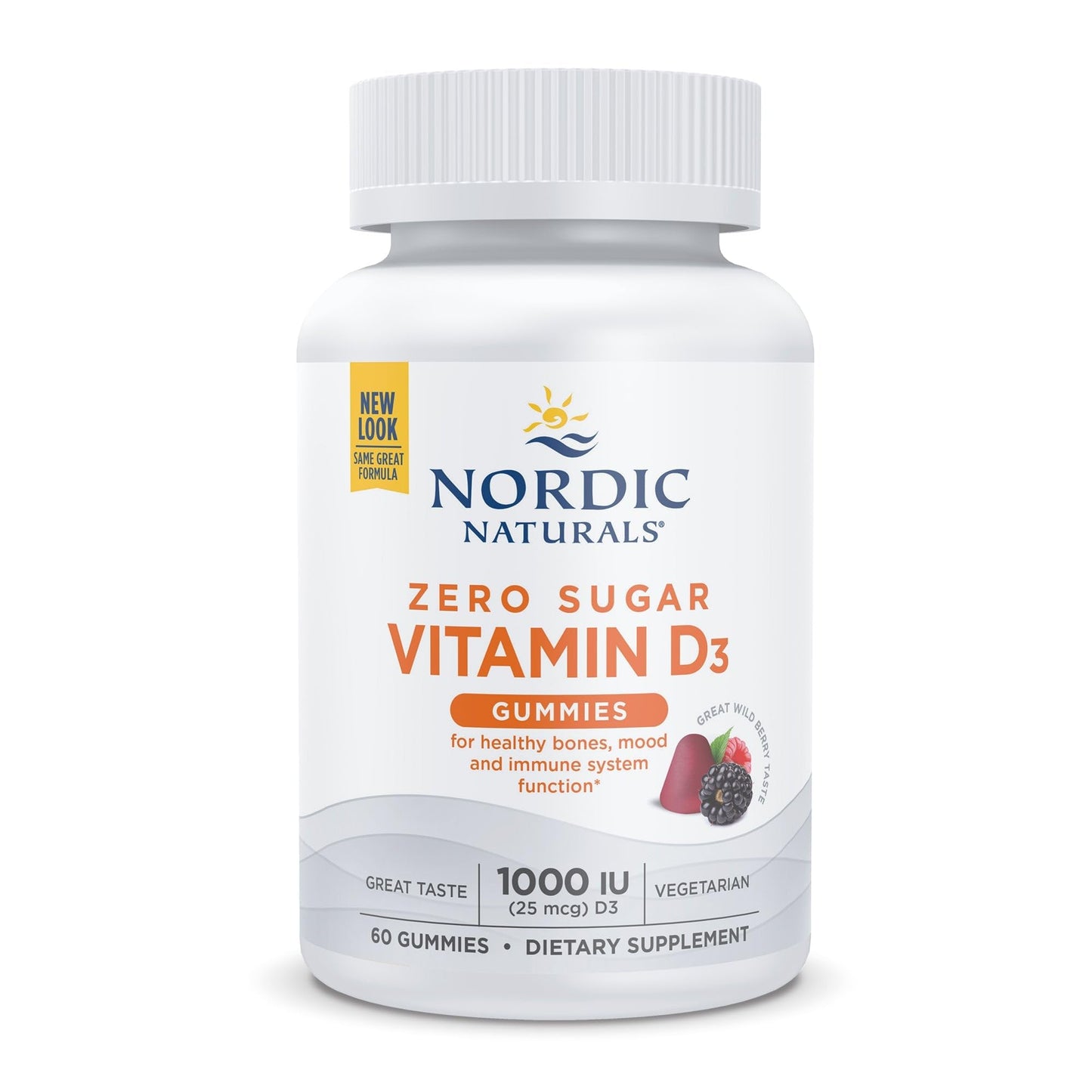 Nordic Naturals Zero Sugar Vitamin D3 Gummies, Wild Berry - 60 Gummies - 1000 IU Vitamin D3 - Great Taste - Healthy Bones, Mood & Immune System Function - Non-GMO - 60 Servings - dailyvitalstore