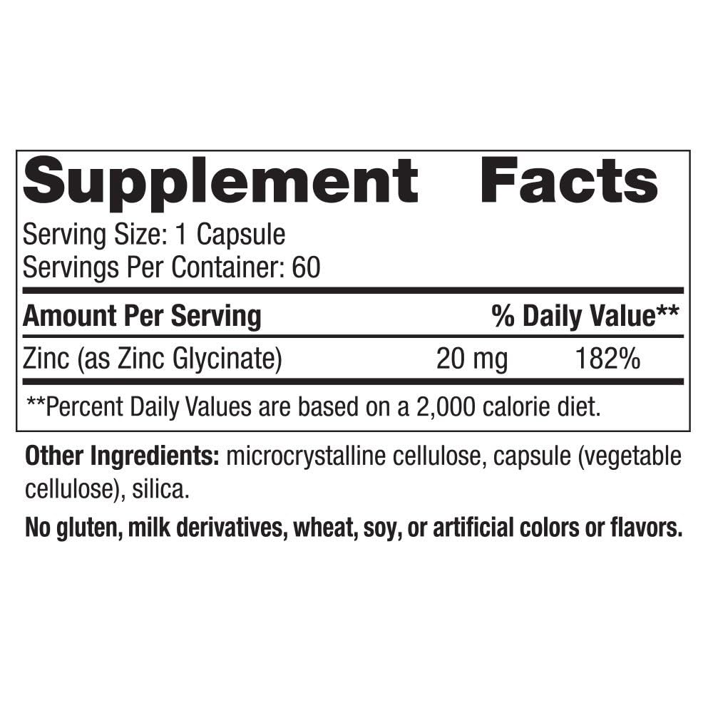 Nordic Naturals Zinc Glycinate - 60 Capsules - 20 mg Highly Absorbable Zinc Glycinate - Optimal Wellness - Non-GMO, Gluten Free, Vegan - 60 Servings - dailyvitalstore